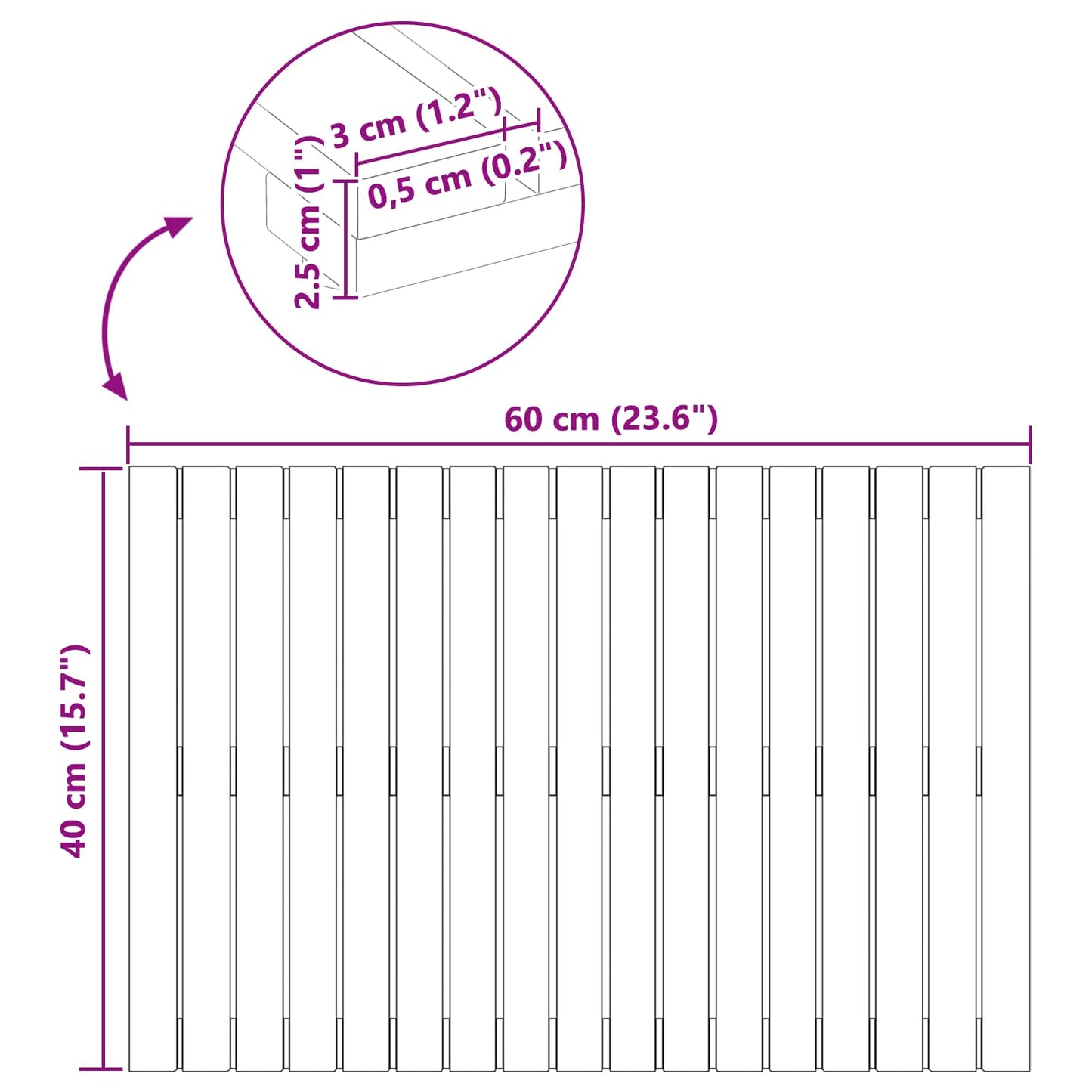 Badematte Uni Braun Massives Akazienholz