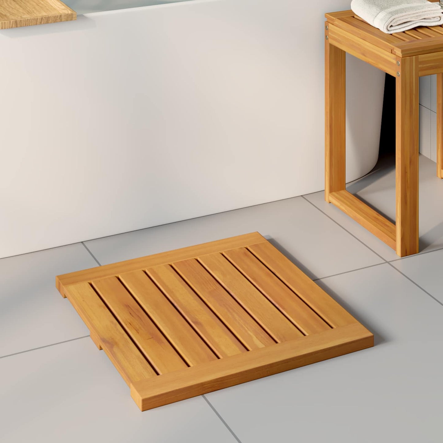 Badematte Uni Braun Massives Akazienholz