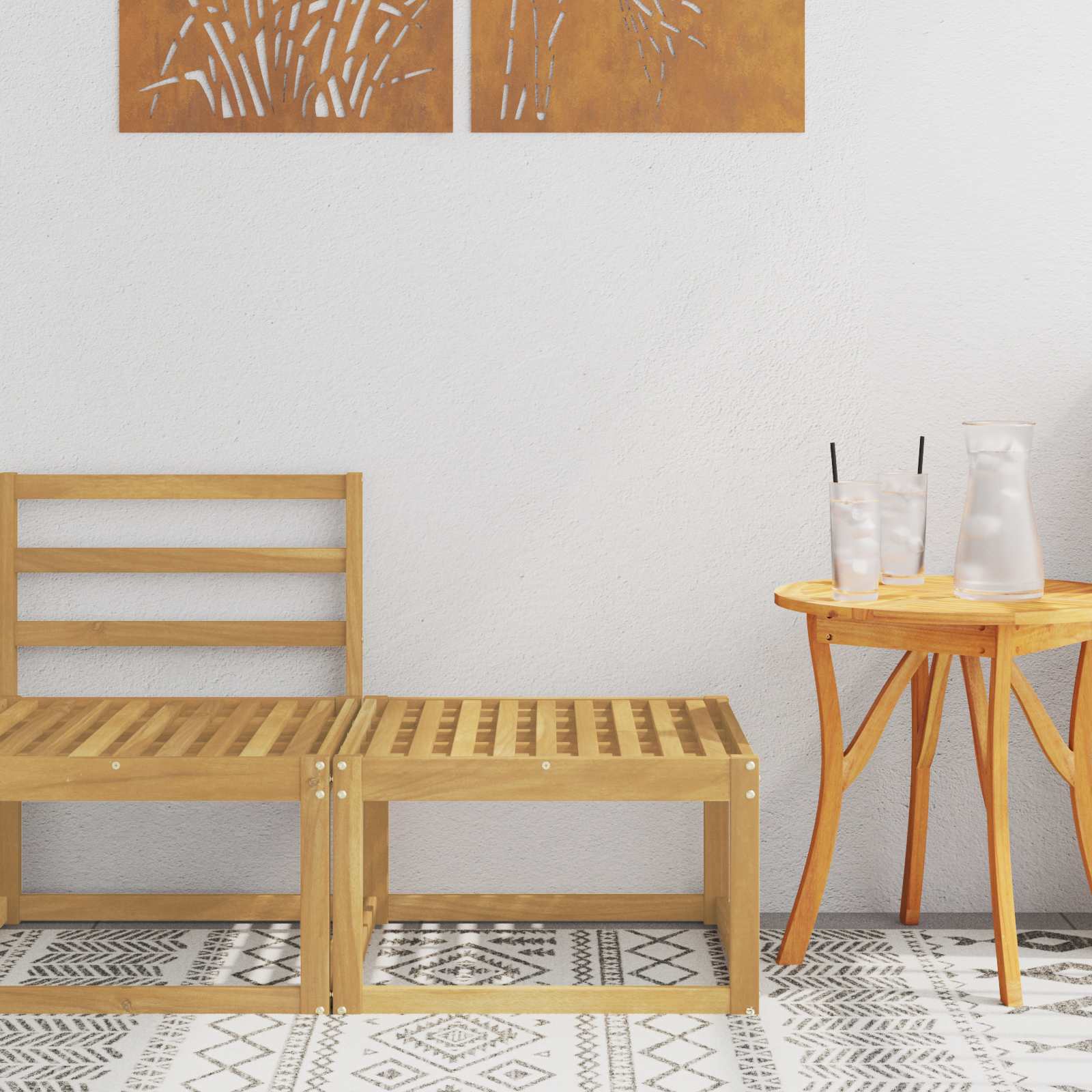 2 Stück Outdoor Mittelsofa Massivholz Akazie