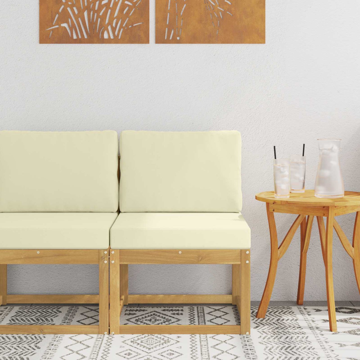 2 Stück Outdoor Mittelsofa Massivholz Akazie