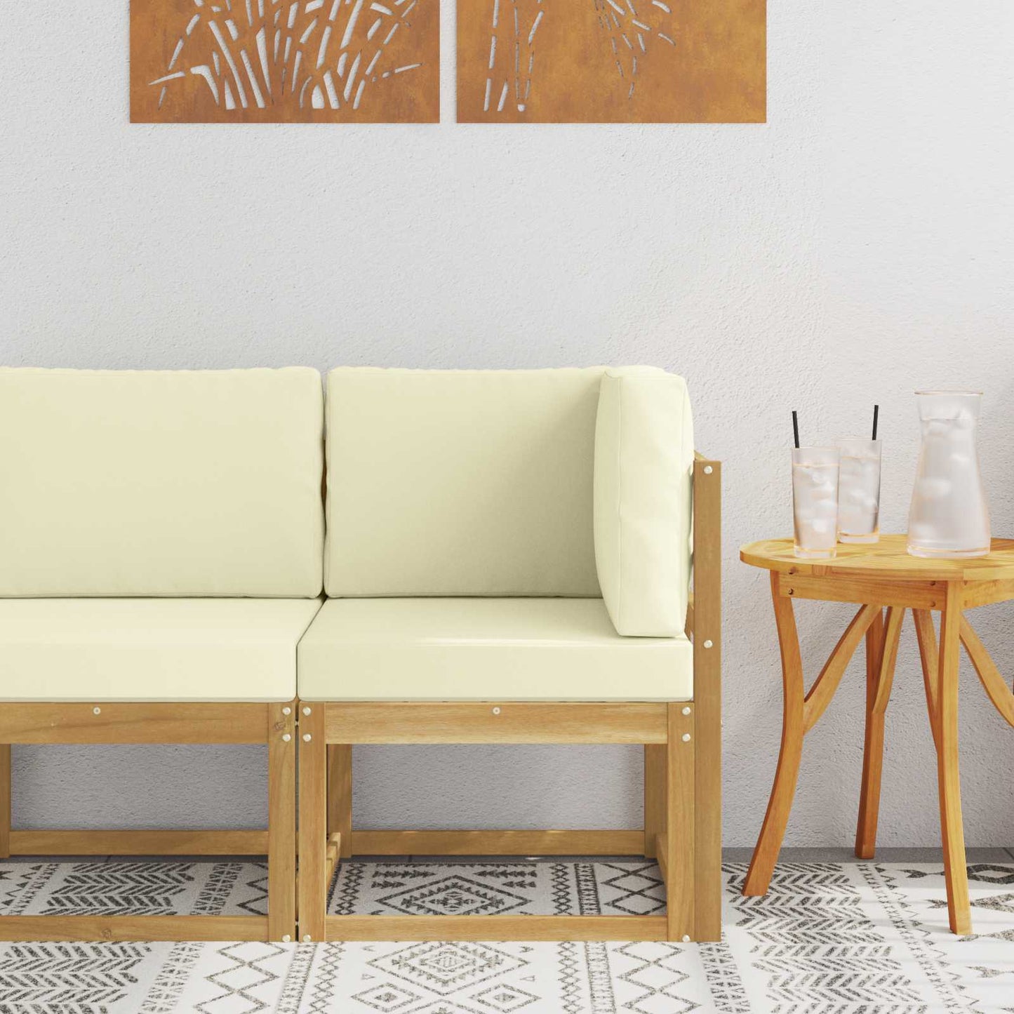 2 Stück Outdoor Mittelsofa Massivholz Akazie