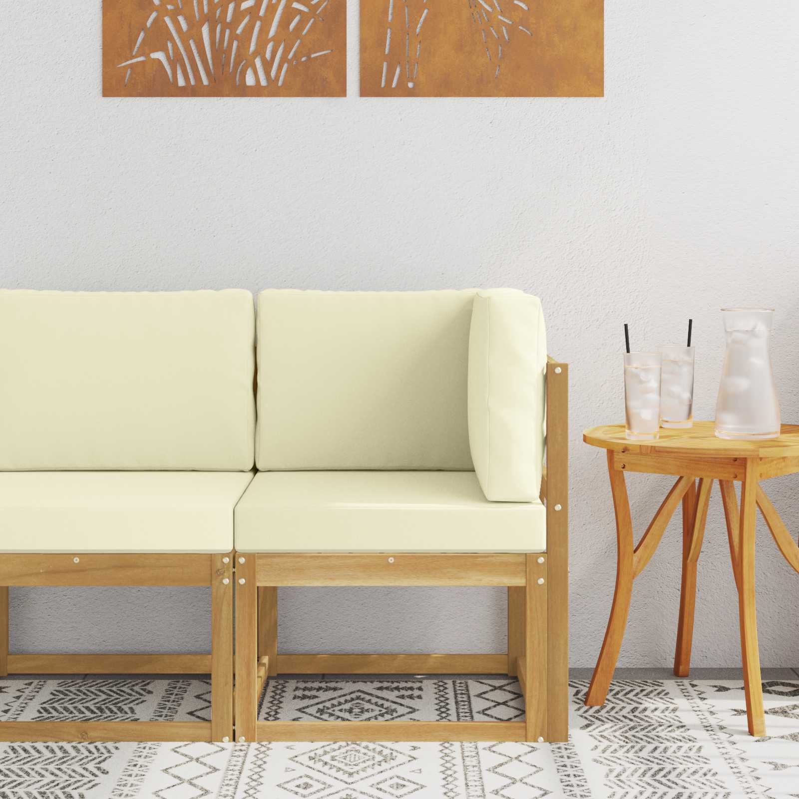 2 Stück Outdoor Mittelsofa Massivholz Akazie