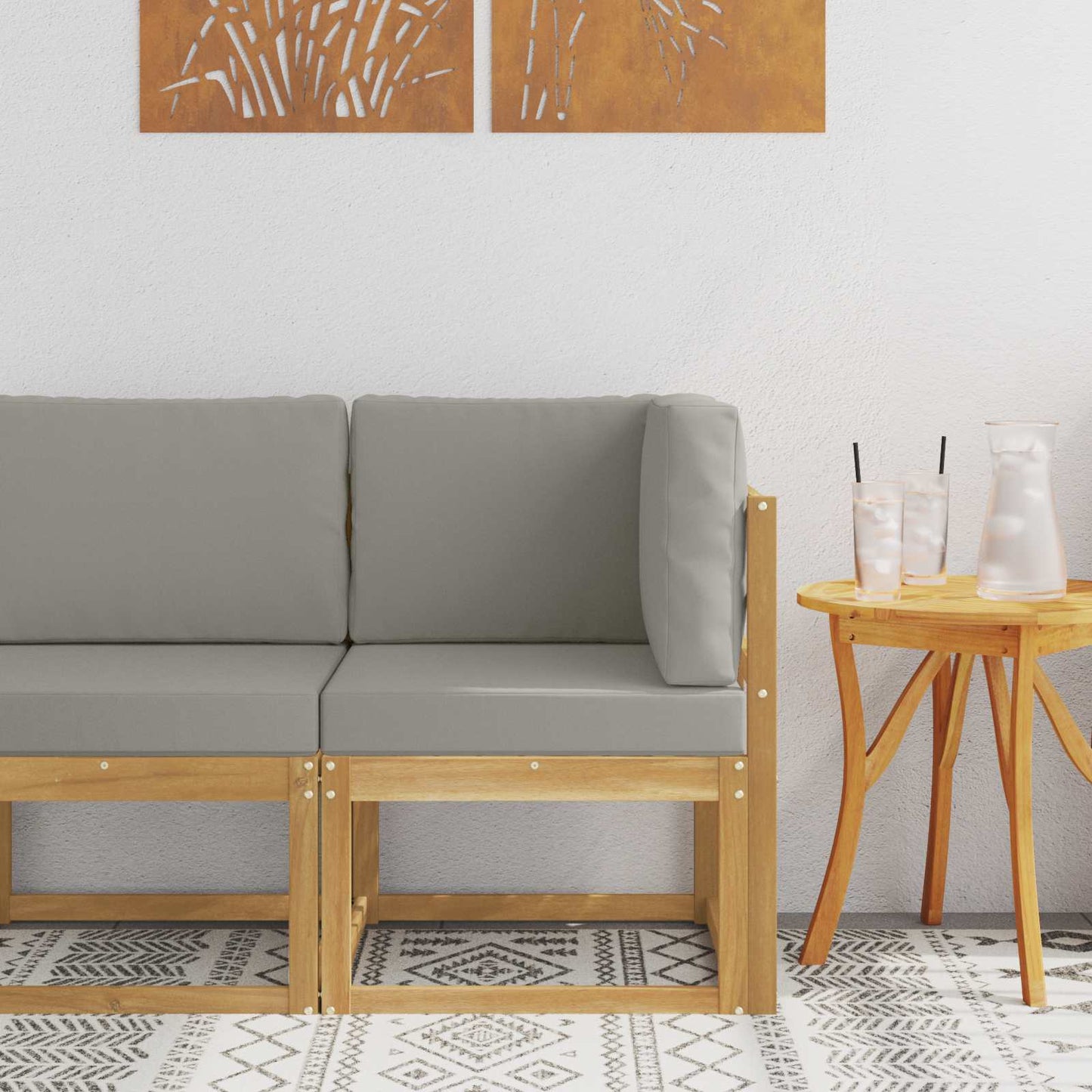 2 Stück Outdoor Mittelsofa Massivholz Akazie