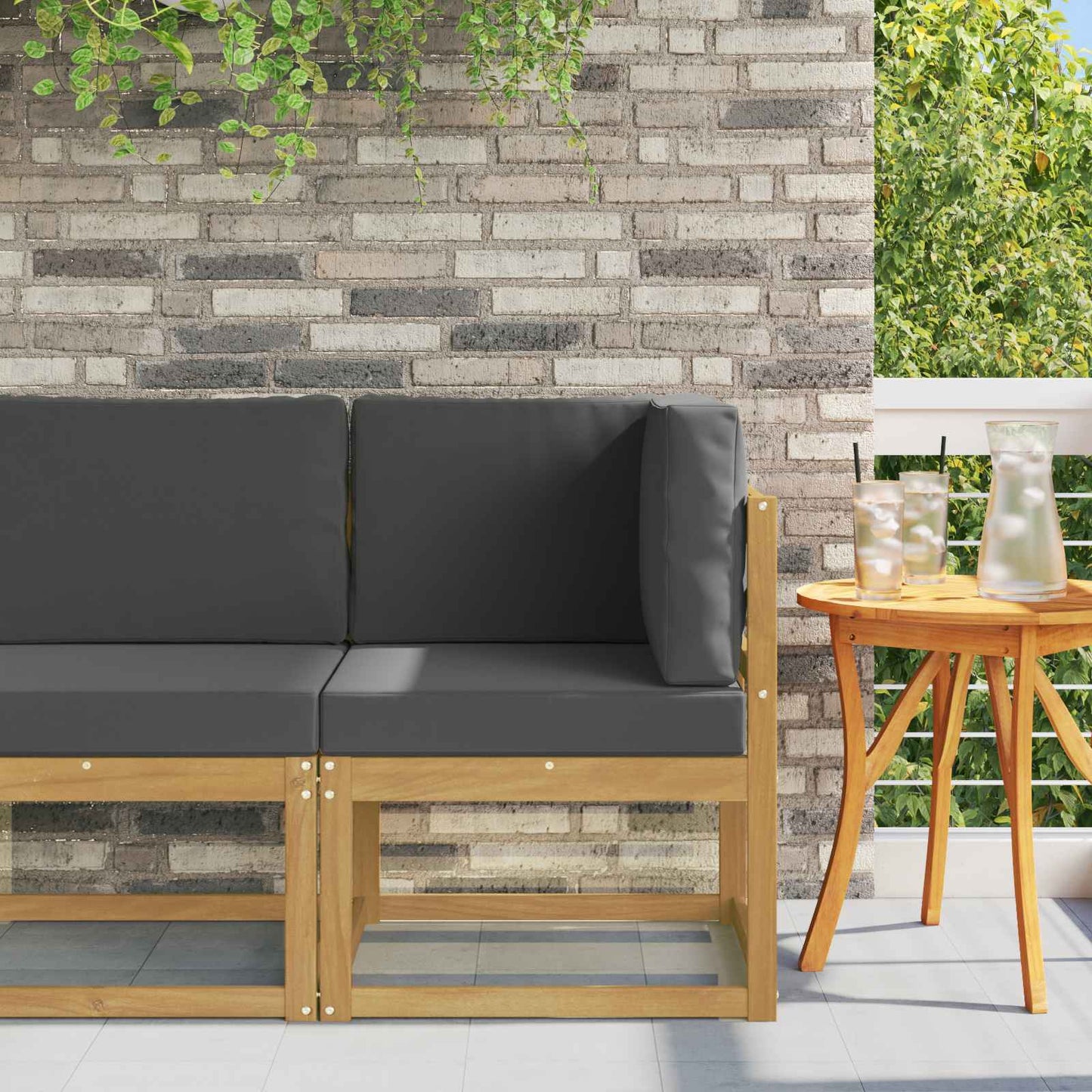 2 Stück Outdoor Mittelsofa Massivholz Akazie