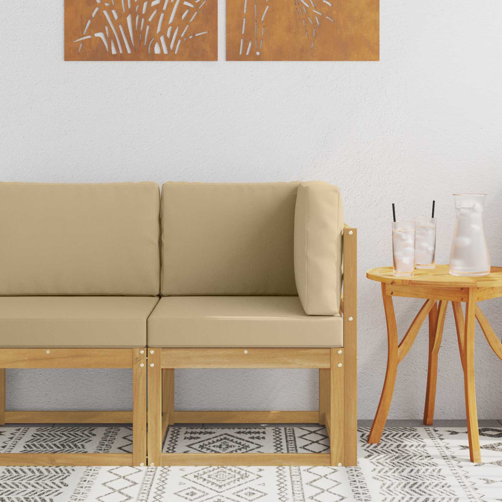 2 Stück Outdoor Mittelsofa Massivholz Akazie