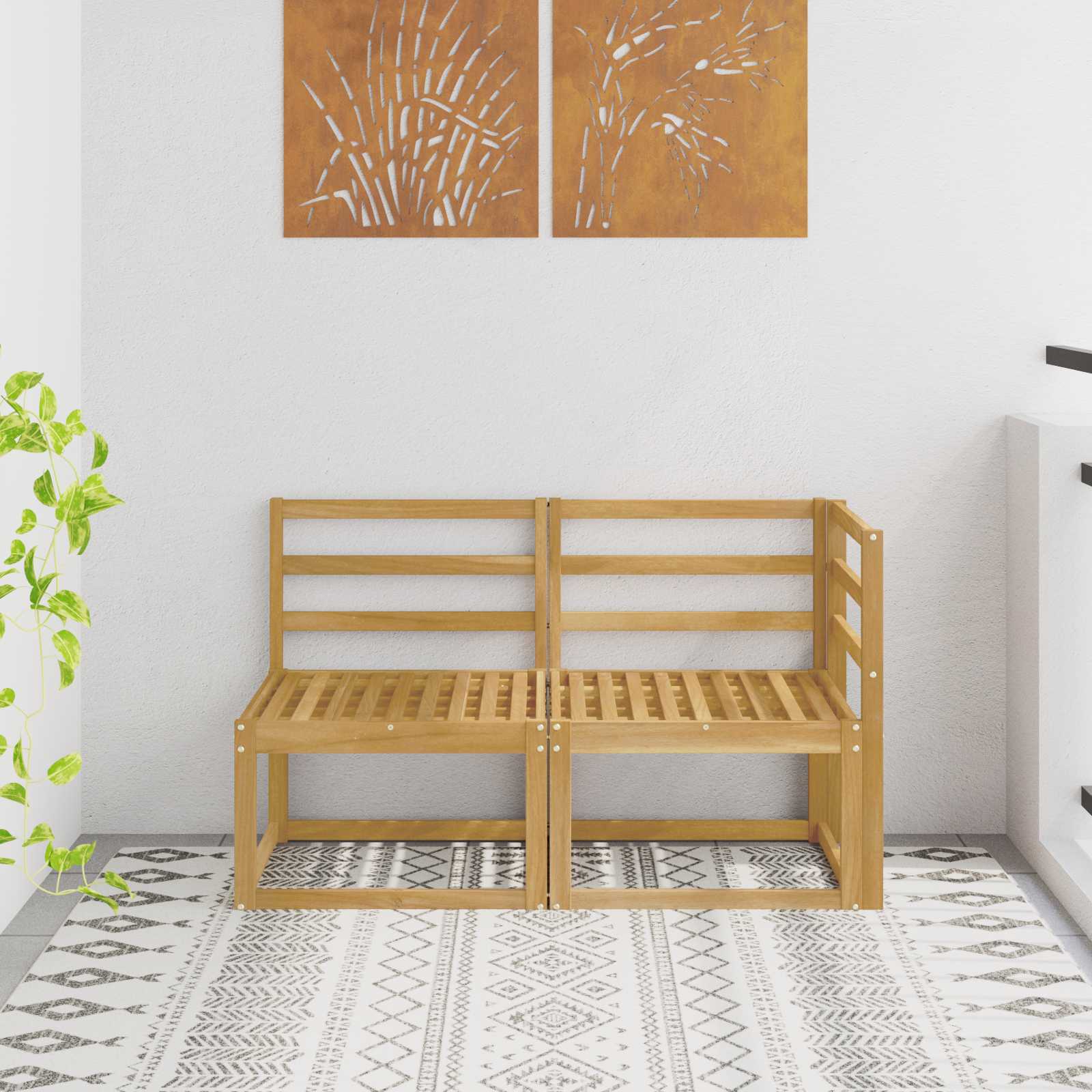 2 Stück Outdoor Mittelsofa Massivholz Akazie