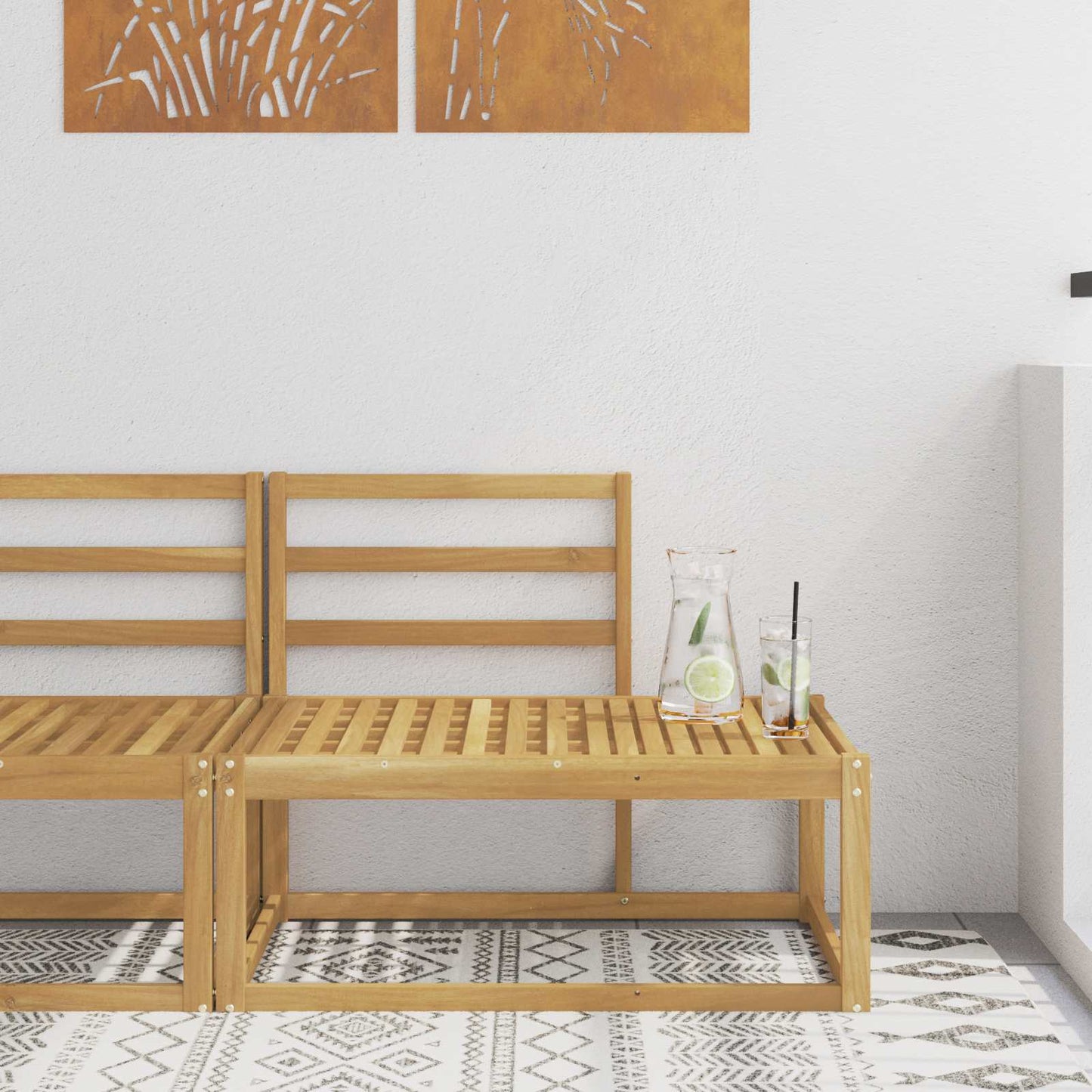2 Stück Outdoor Mittelsofa Massivholz Akazie