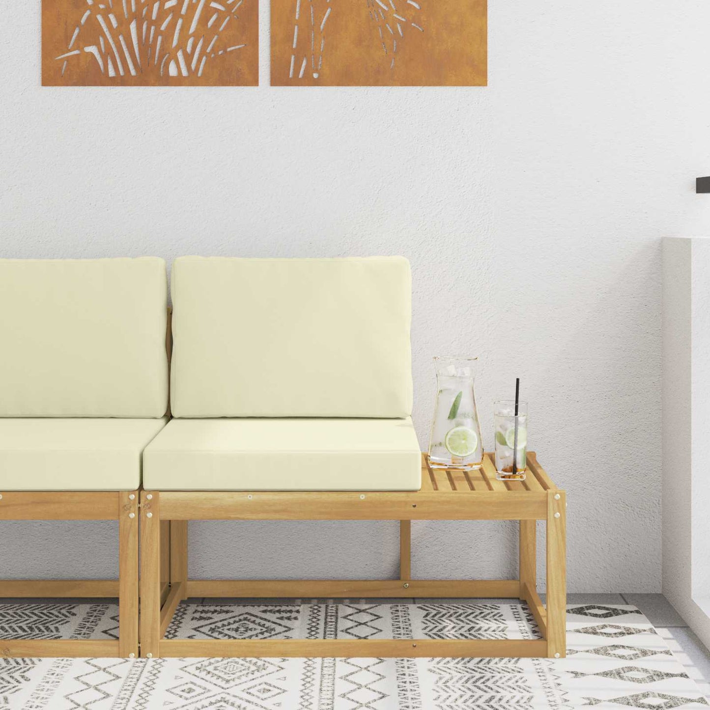2 Stück Outdoor Mittelsofa Massivholz Akazie