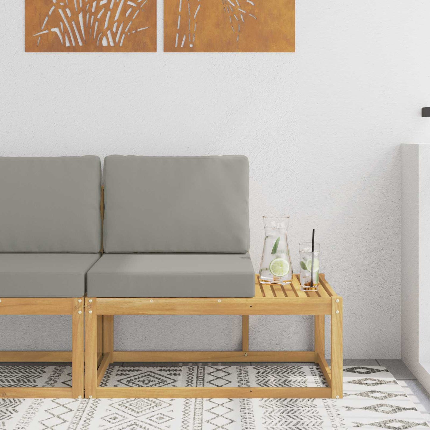 2 Stück Outdoor Mittelsofa Massivholz Akazie