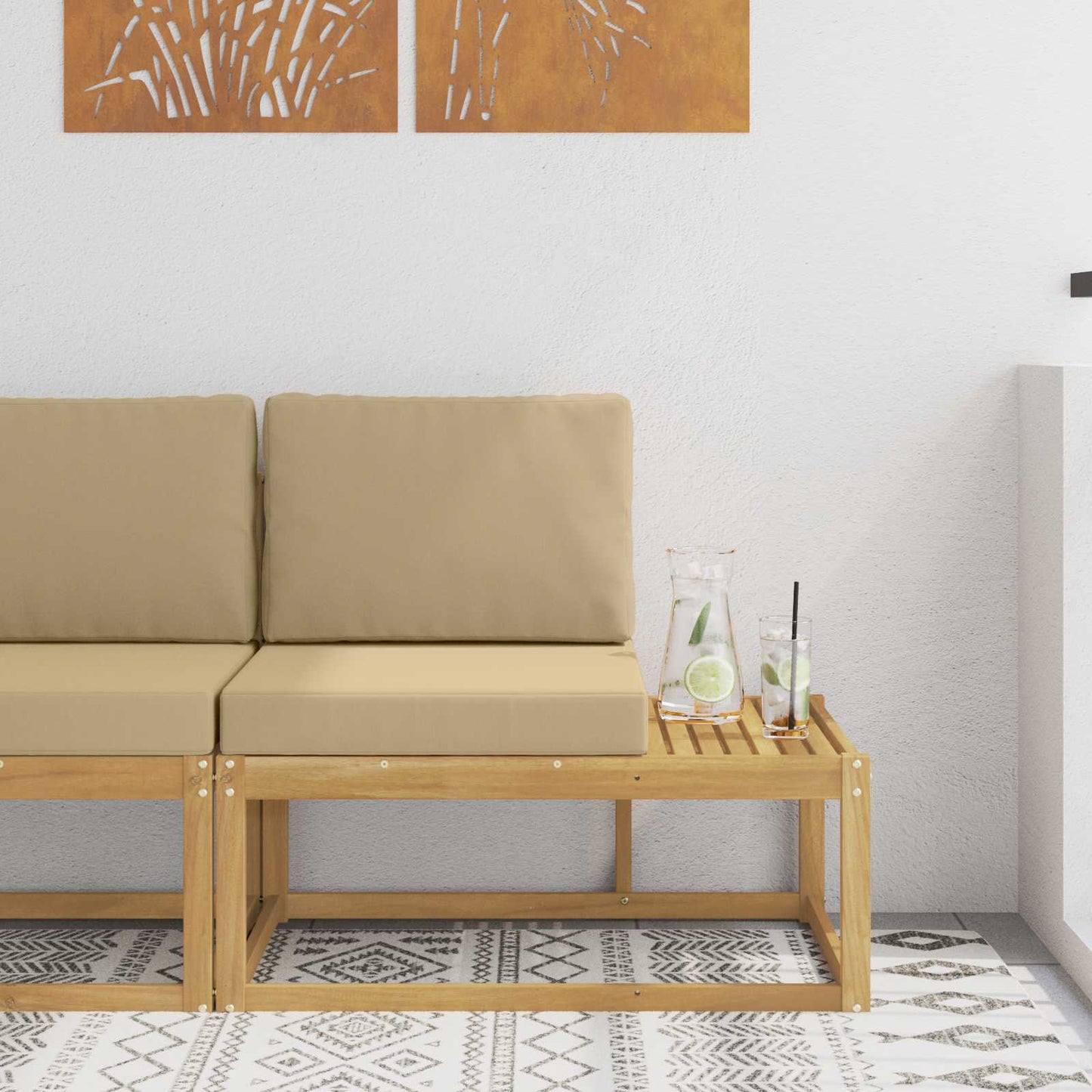 2 Stück Outdoor Mittelsofa Massivholz Akazie