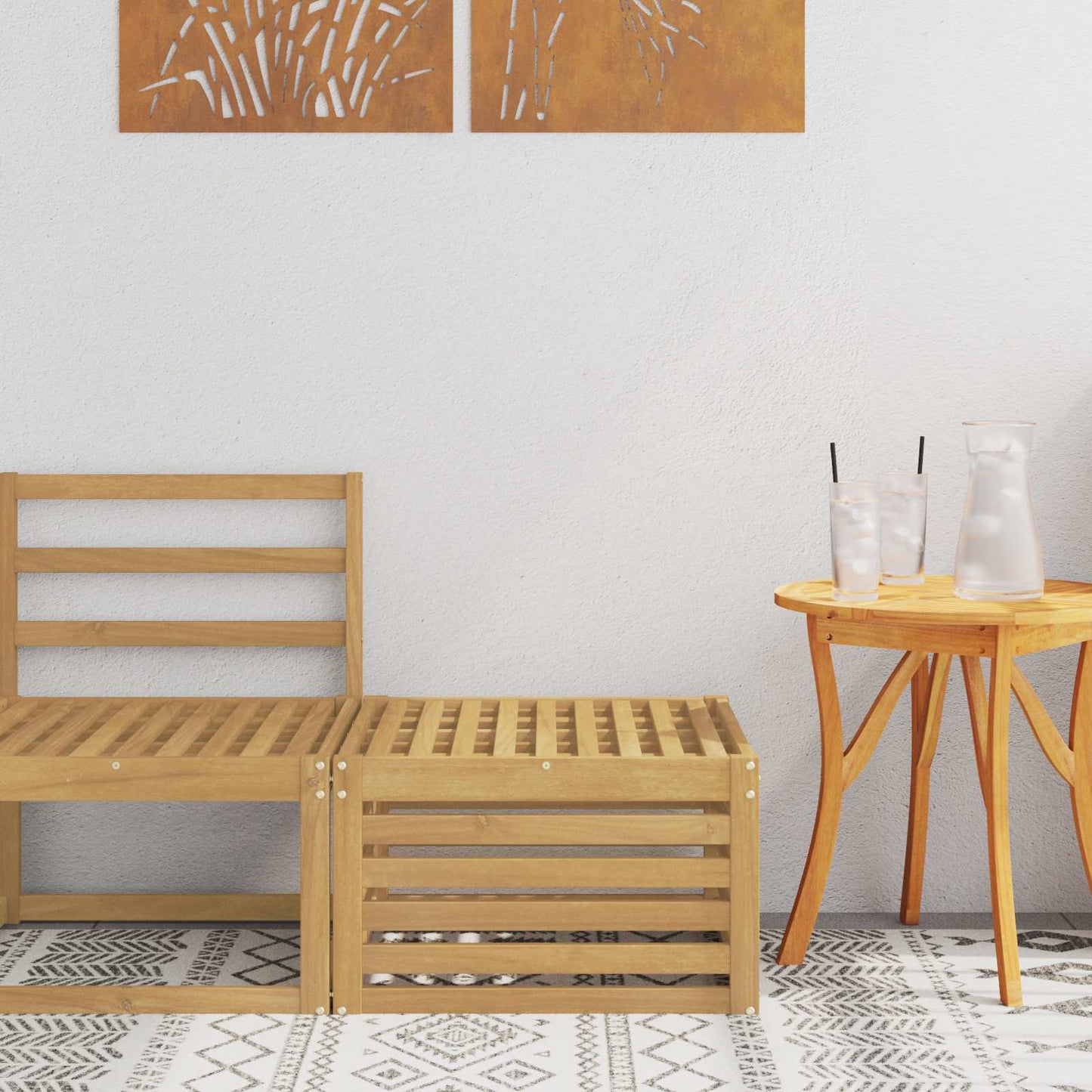 Outdoor Weiß 91 X 63 X 73 Cm Massivholz Akazie