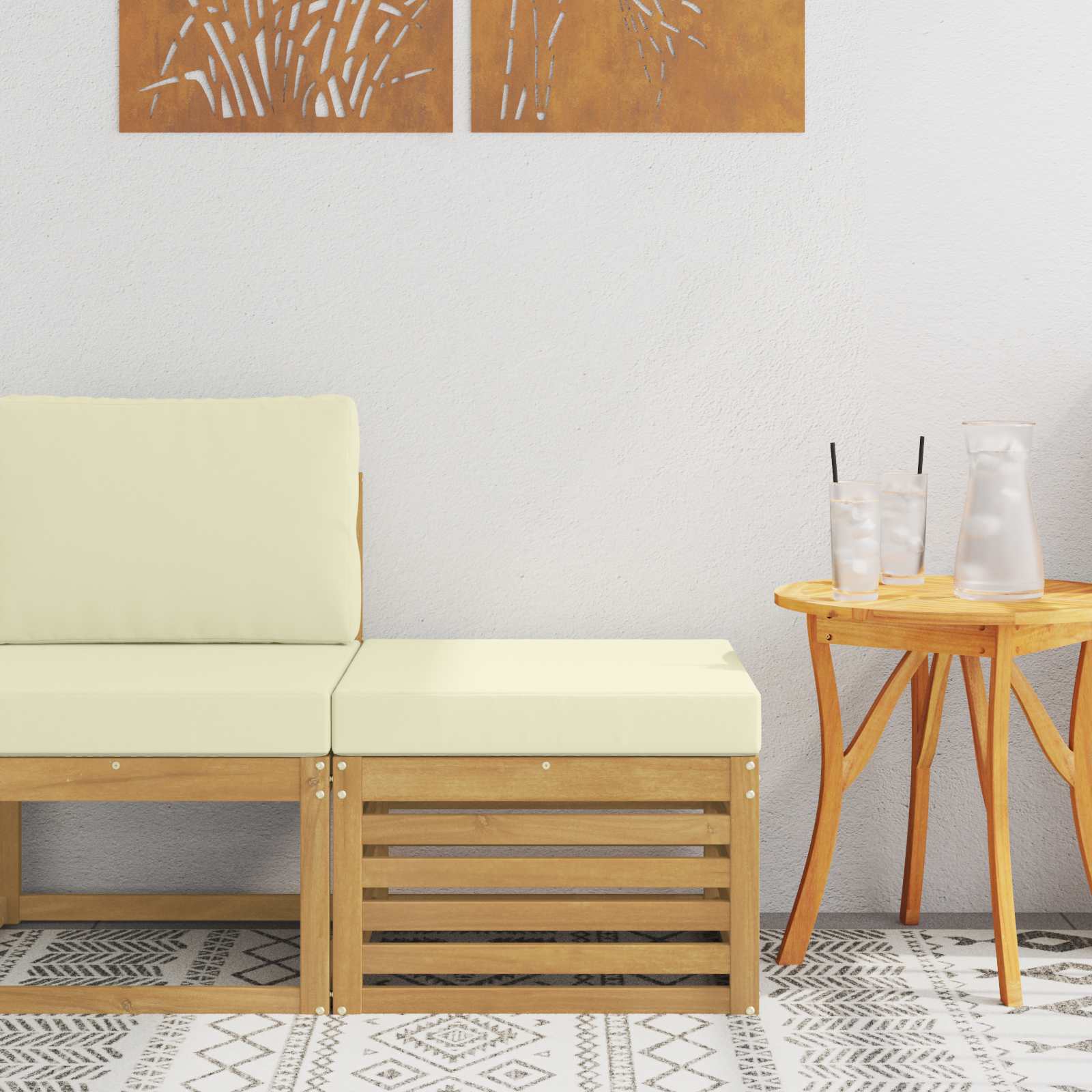 Outdoor Weiß 91 X 63 X 73 Cm Massivholz Akazie