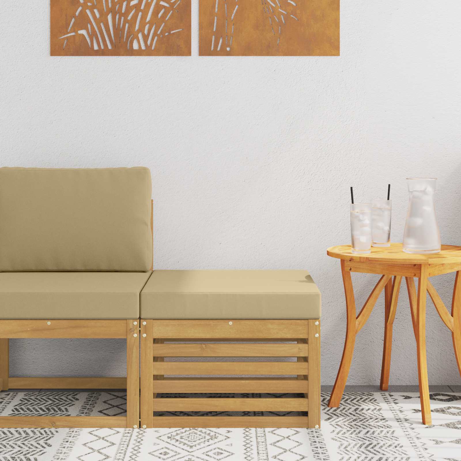 Outdoor Weiß 91 X 63 X 73 Cm Massivholz Akazie