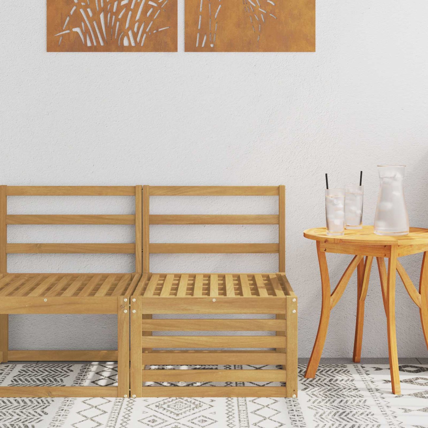 Outdoor Weiß 91 X 63 X 73 Cm Massivholz Akazie