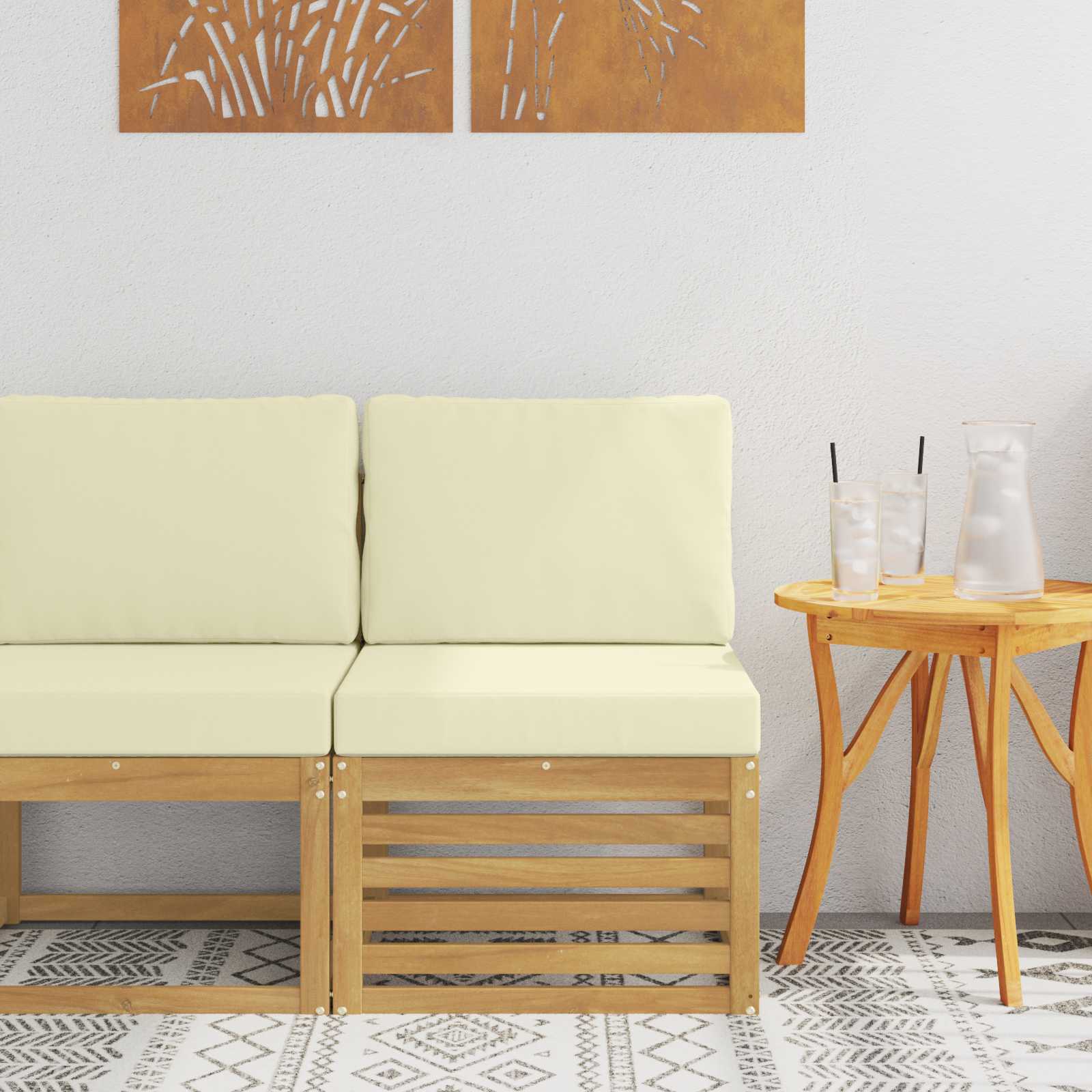 Outdoor Weiß 91 X 63 X 73 Cm Massivholz Akazie