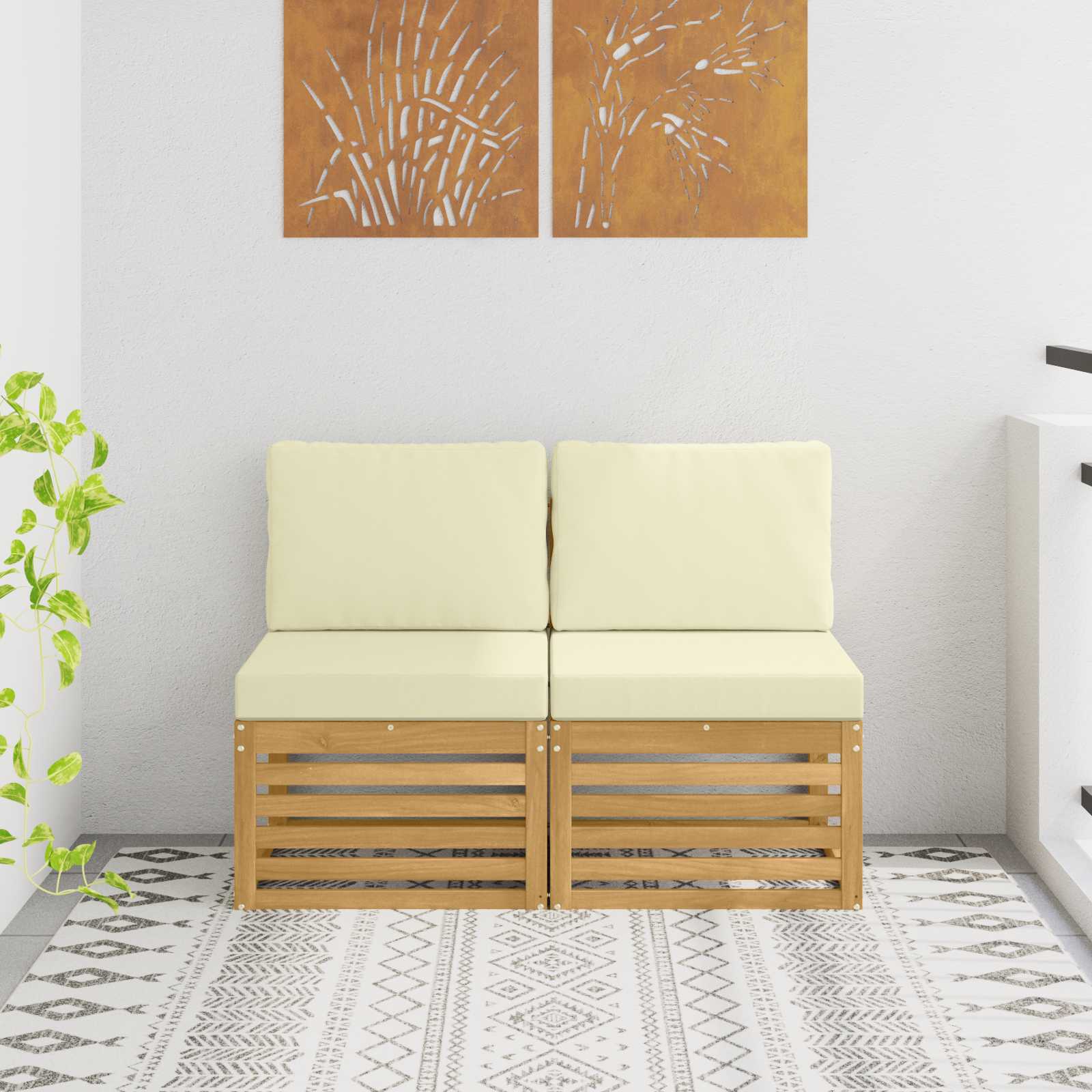 Outdoor Weiß 91 X 63 X 73 Cm Massivholz Akazie