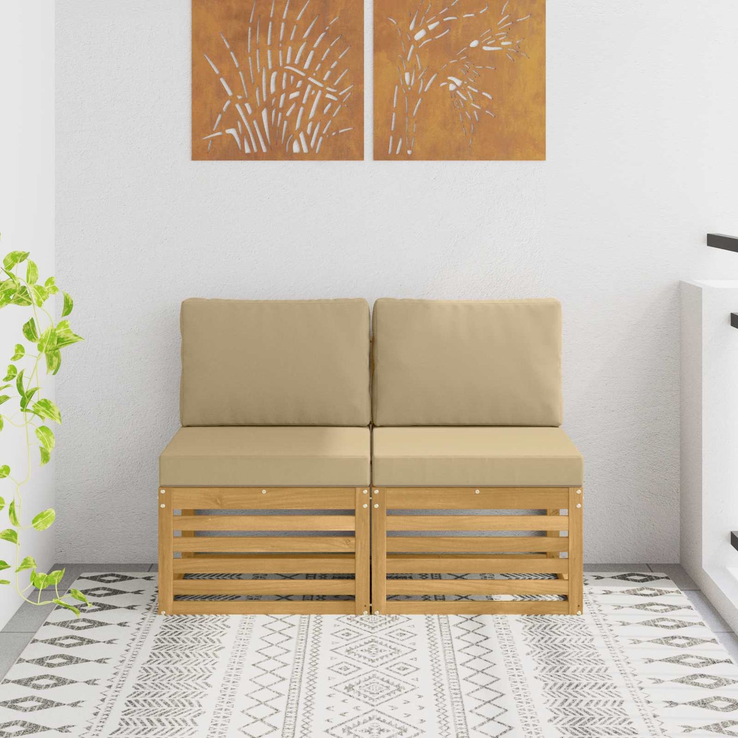 Outdoor Weiß 91 X 63 X 73 Cm Massivholz Akazie