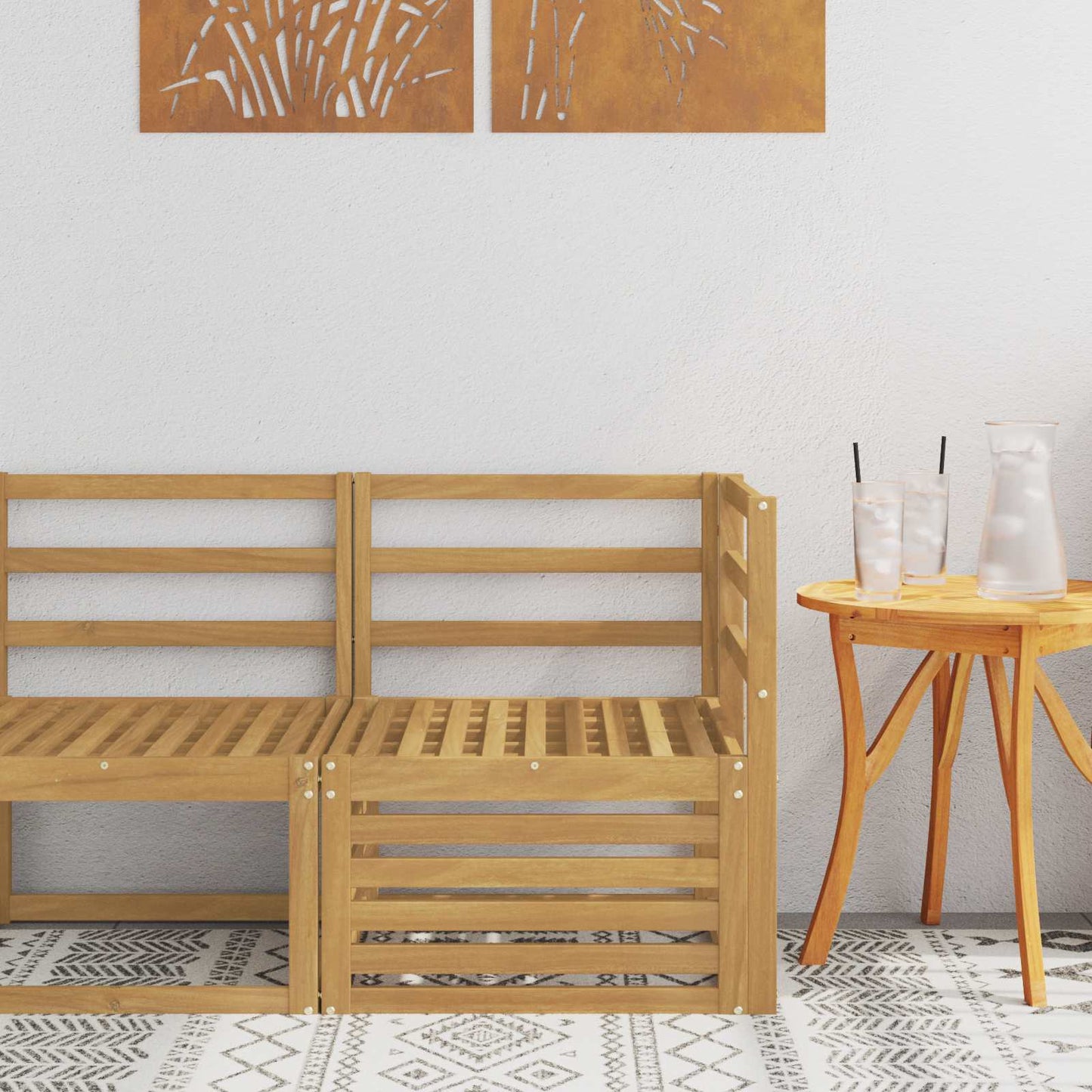 Outdoor Weiß 91 X 63 X 73 Cm Massivholz Akazie