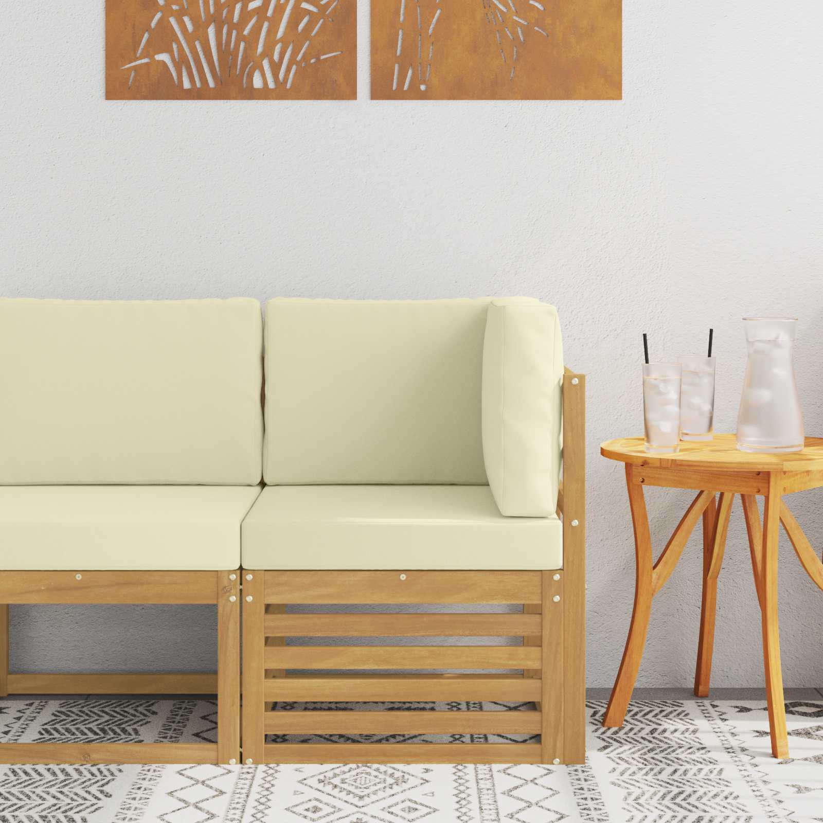 Outdoor Weiß 91 X 63 X 73 Cm Massivholz Akazie