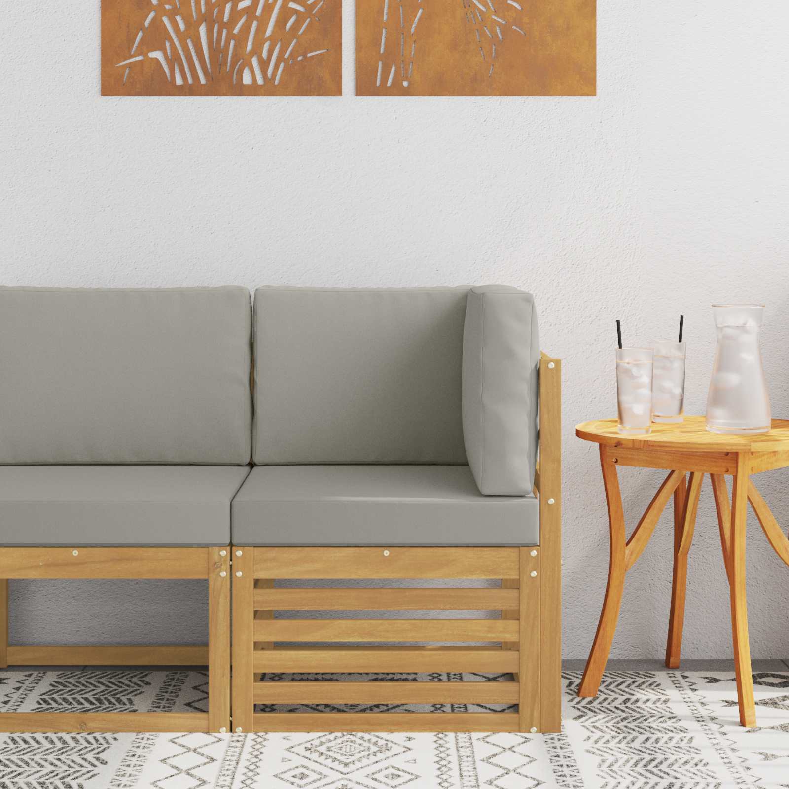 Outdoor Weiß 91 X 63 X 73 Cm Massivholz Akazie