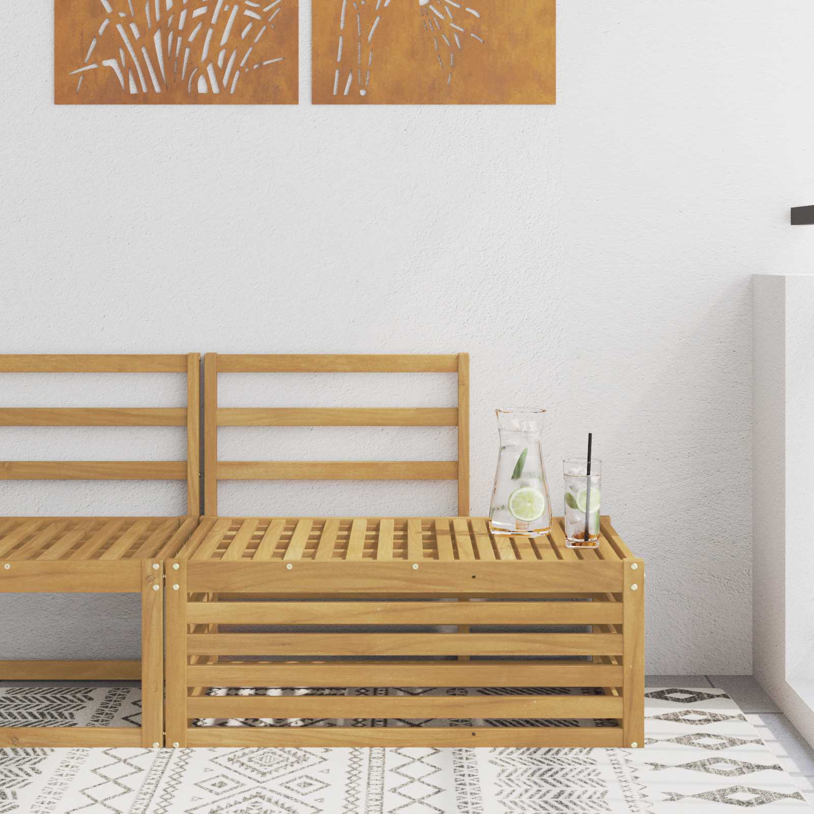 Outdoor Weiß 91 X 63 X 73 Cm Massivholz Akazie