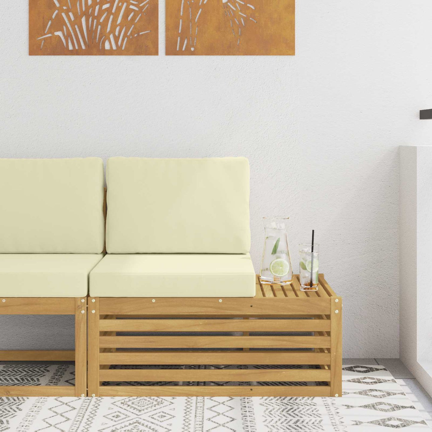 Outdoor Weiß 91 X 63 X 73 Cm Massivholz Akazie