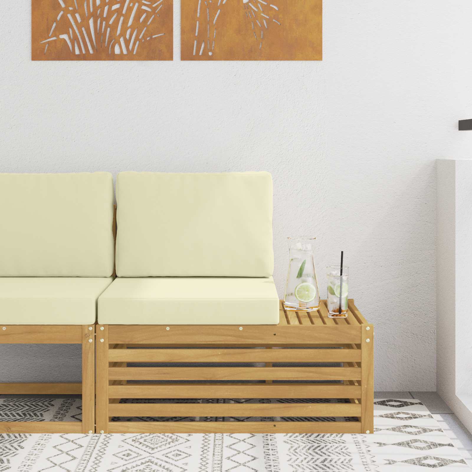 Outdoor Weiß 91 X 63 X 73 Cm Massivholz Akazie