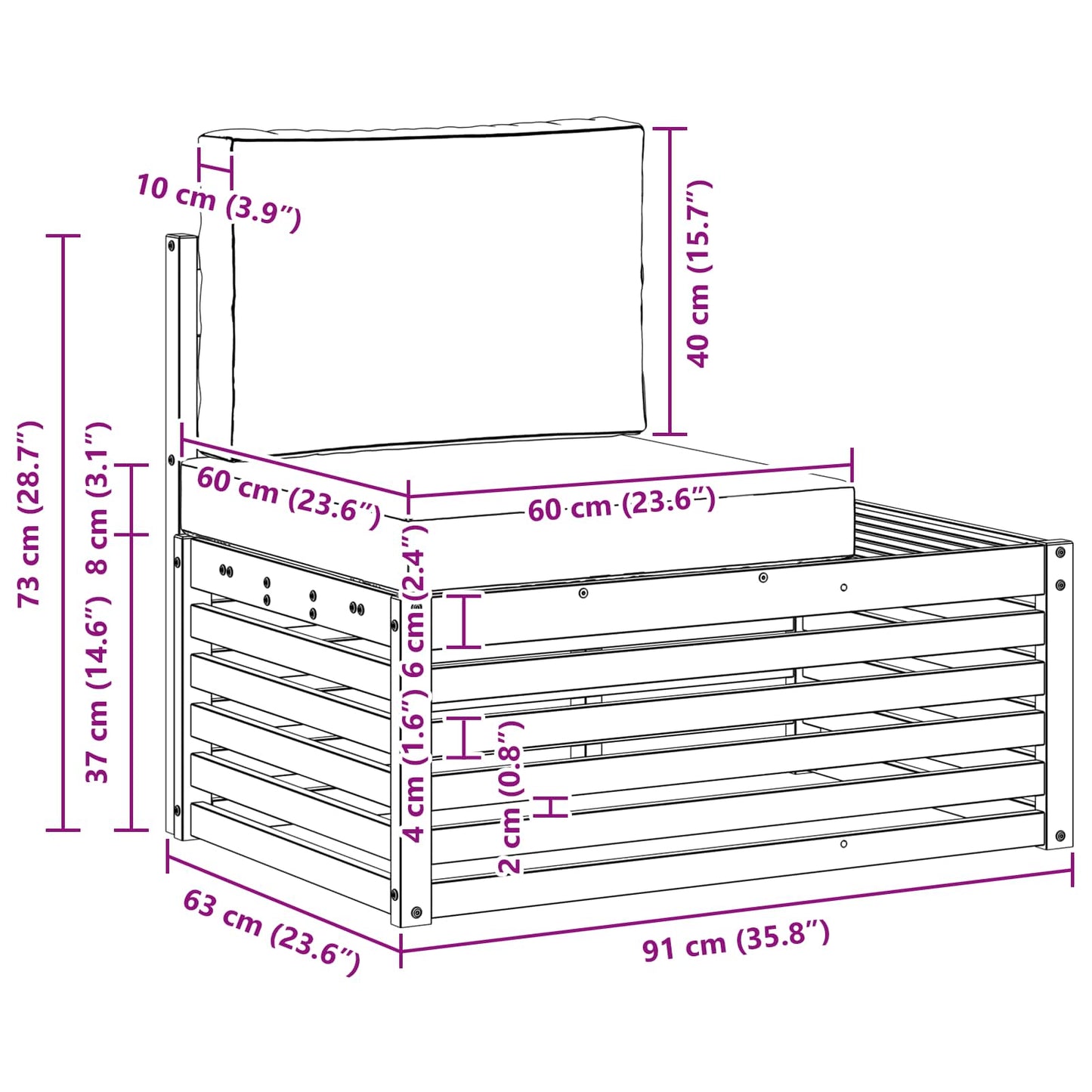 Outdoor Weiß 91 X 63 X 73 Cm Massivholz Akazie