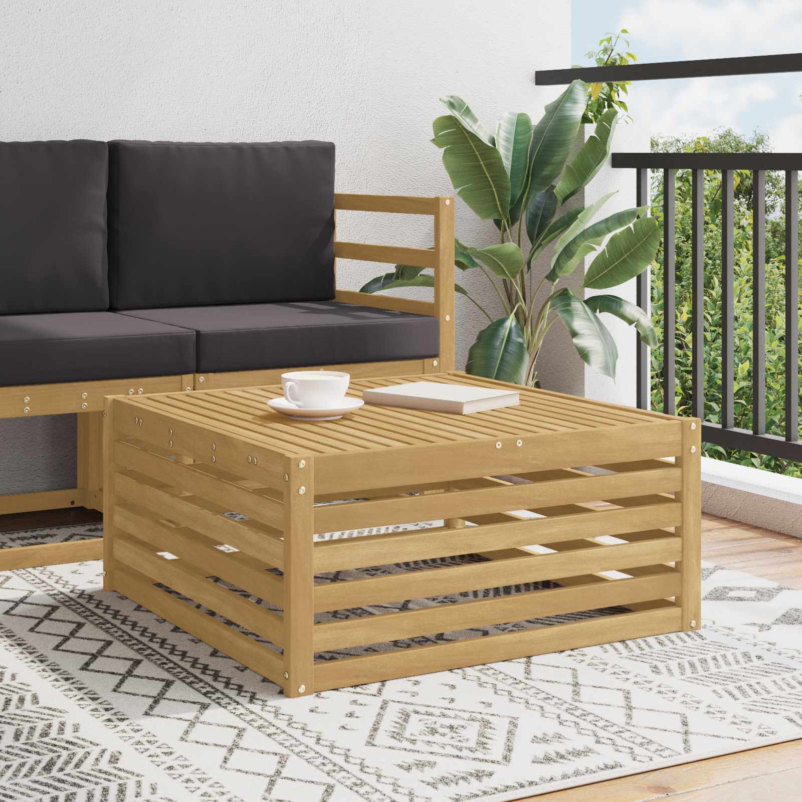 Outdoor Weiß 115 X 83 X 73 Cm Massivholz Akazie