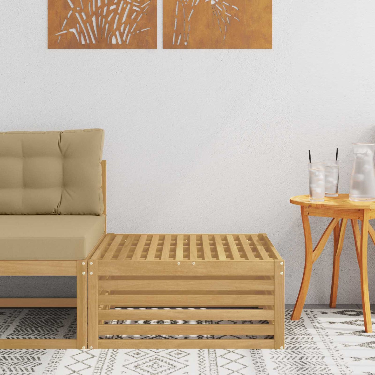 Outdoor Weiß 115 X 83 X 73 Cm Massivholz Akazie