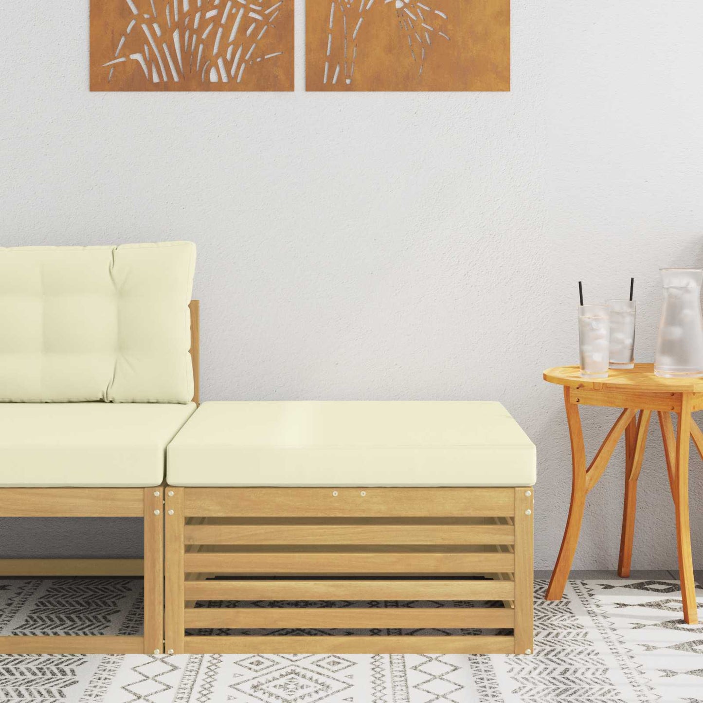 Outdoor Weiß 115 X 83 X 73 Cm Massivholz Akazie