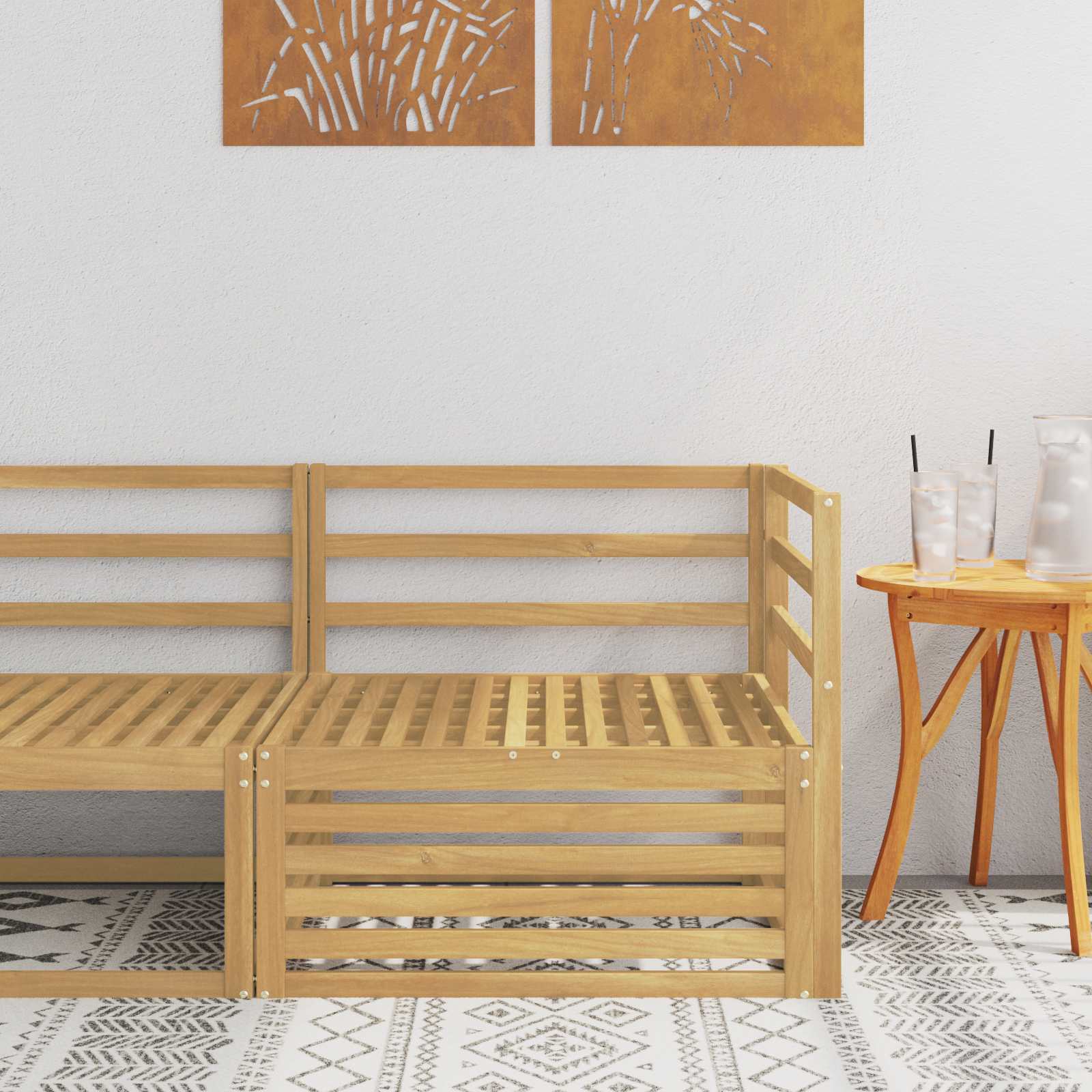 Outdoor Weiß 115 X 83 X 73 Cm Massivholz Akazie