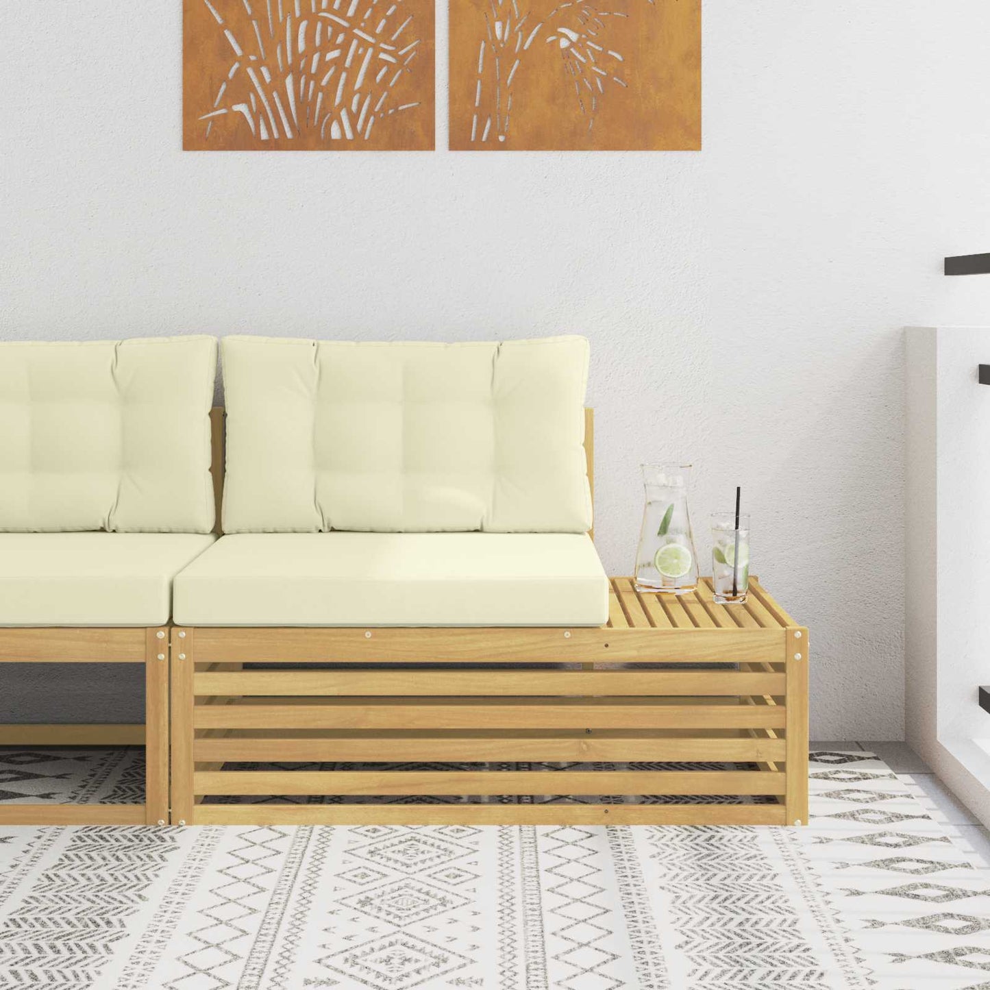 Outdoor Weiß 115 X 83 X 73 Cm Massivholz Akazie