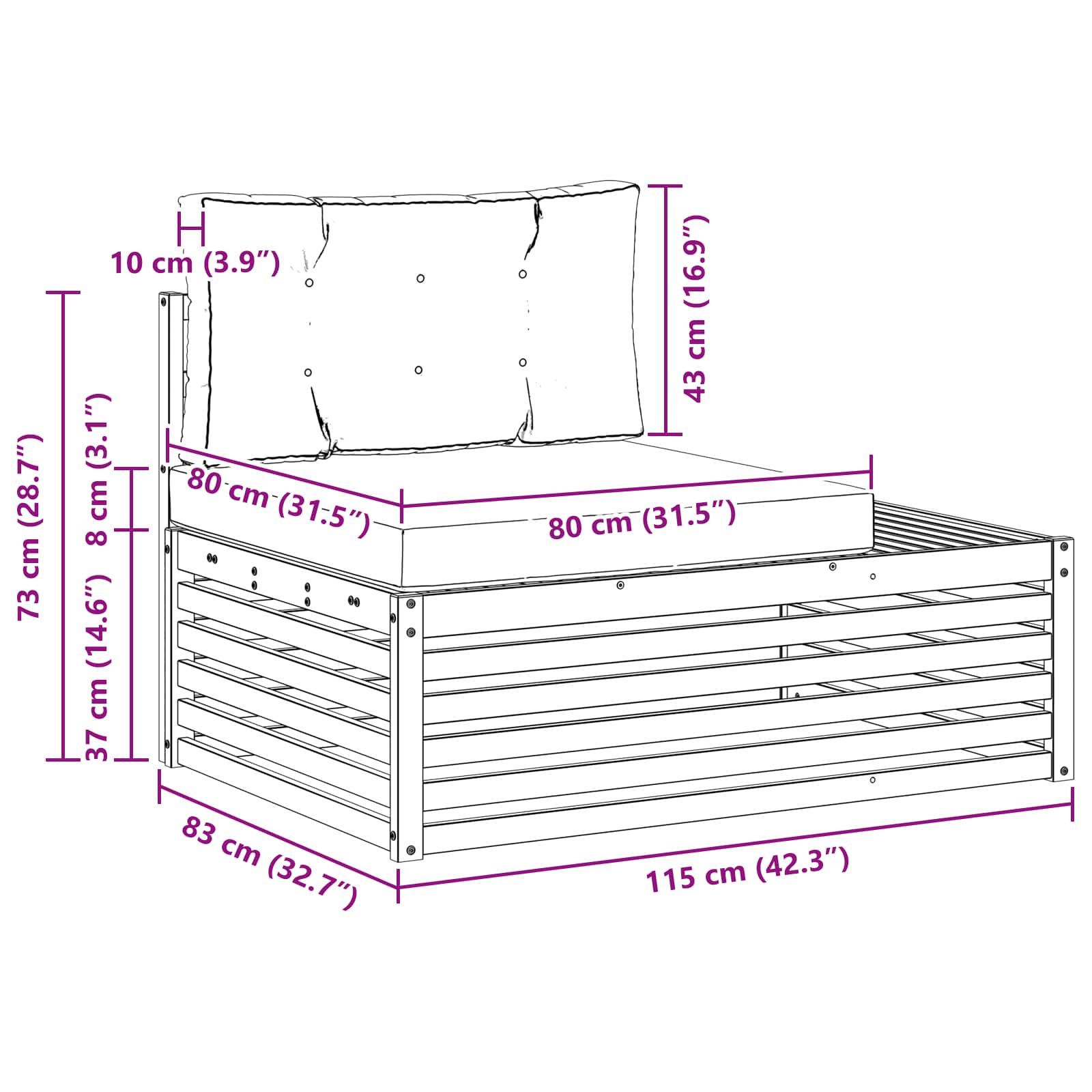 Outdoor Weiß 115 X 83 X 73 Cm Massivholz Akazie