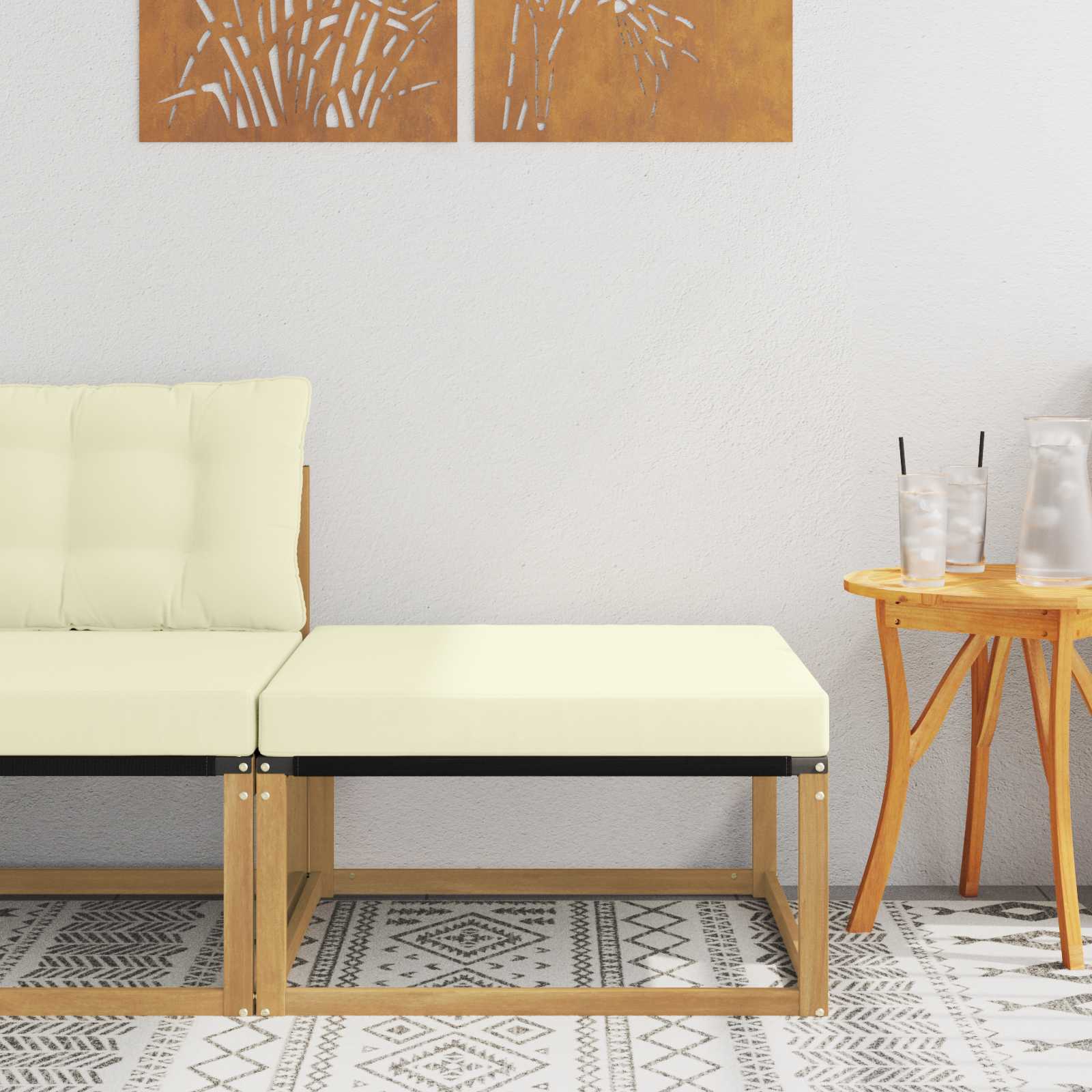 Outdoor Mittelsofa Mit Kissen Weiß 79 X 83 X 73 Cm Stahl
