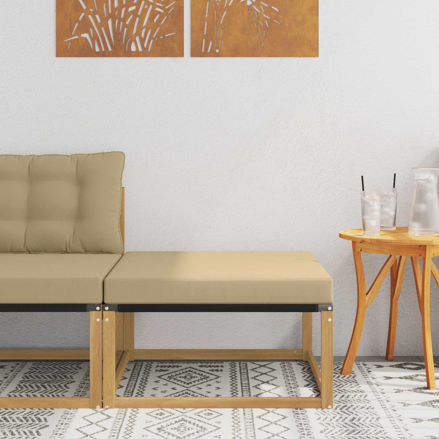Outdoor Mittelsofa Mit Kissen Weiß 79 X 83 X 73 Cm Stahl