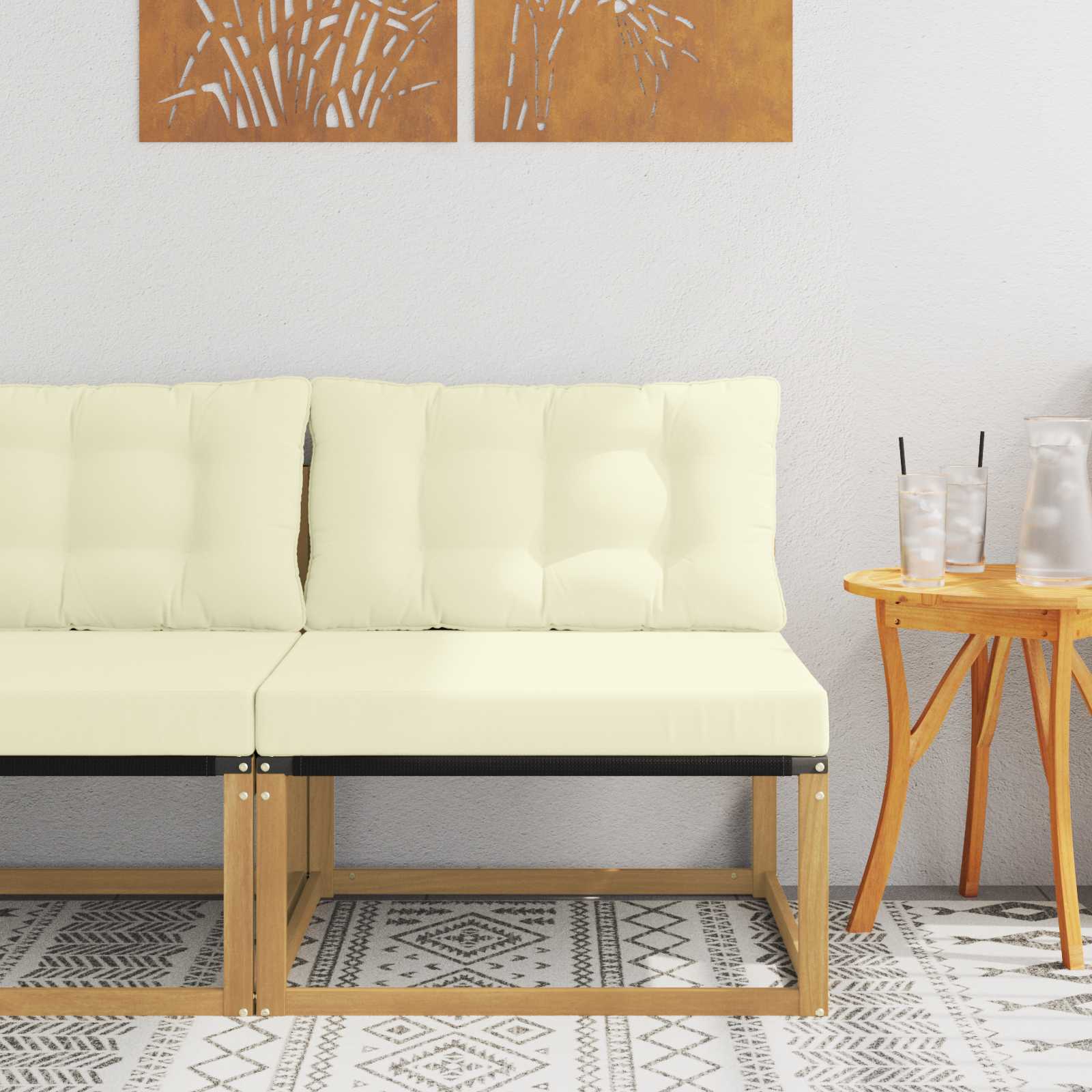 Outdoor Mittelsofa Mit Kissen Weiß 79 X 83 X 73 Cm Stahl