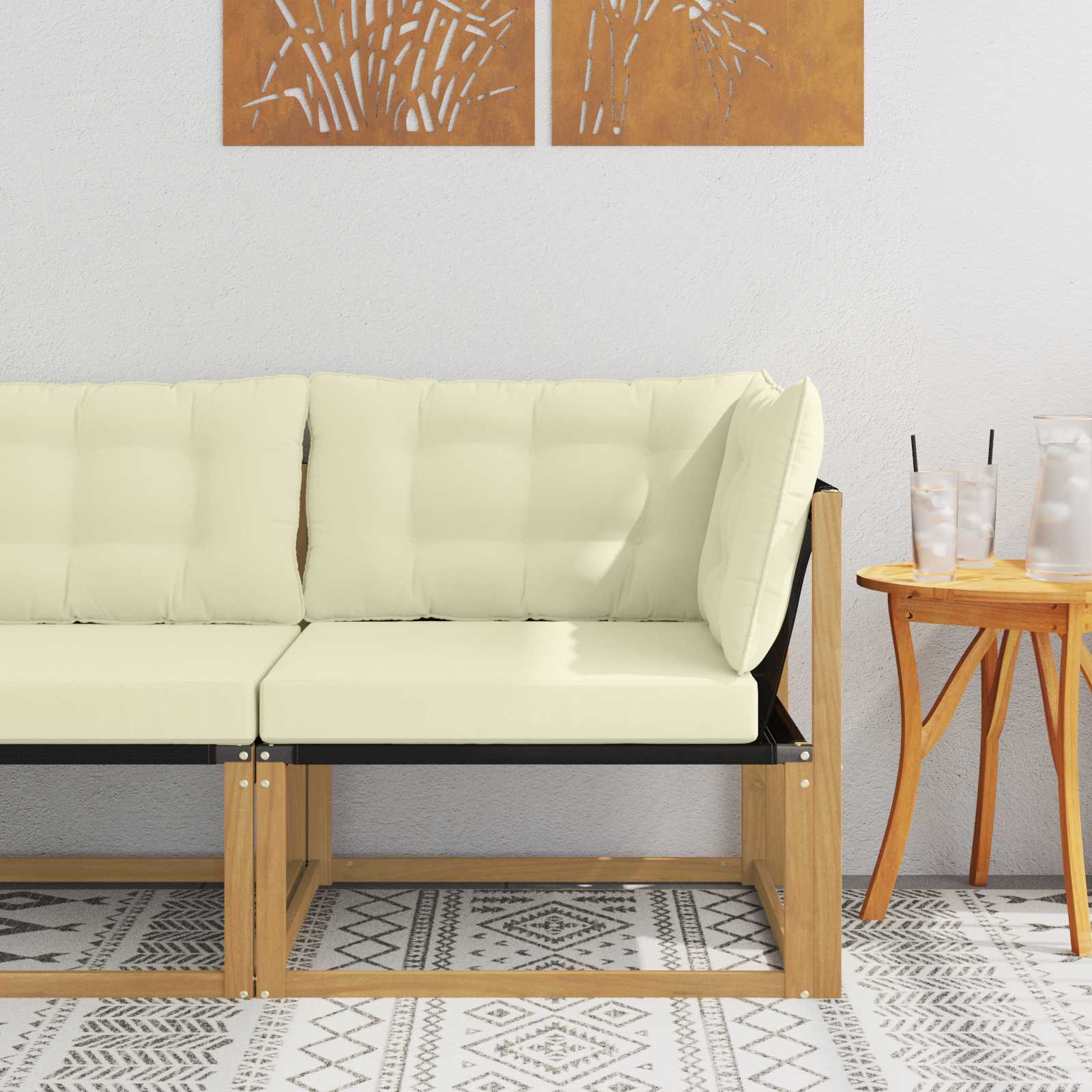 Outdoor Mittelsofa Mit Kissen Weiß 79 X 83 X 73 Cm Stahl