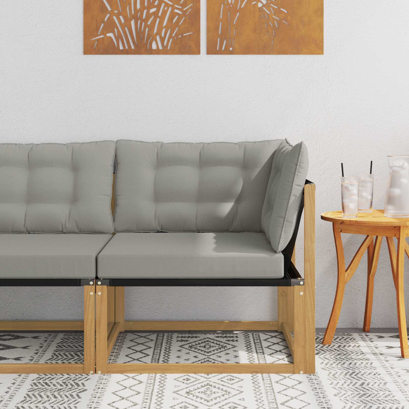 Outdoor Mittelsofa Mit Kissen Weiß 79 X 83 X 73 Cm Stahl