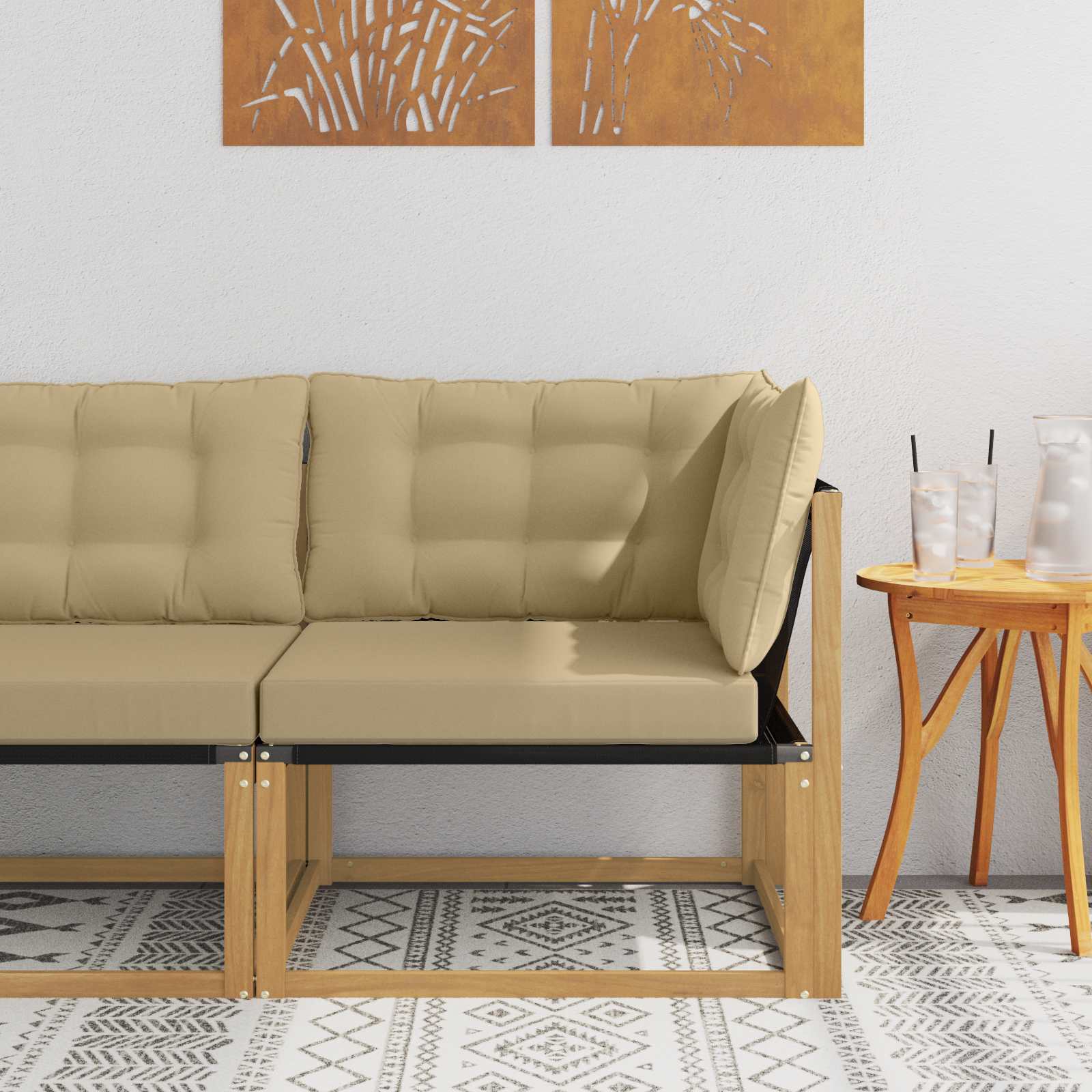 Outdoor Mittelsofa Mit Kissen Weiß 79 X 83 X 73 Cm Stahl