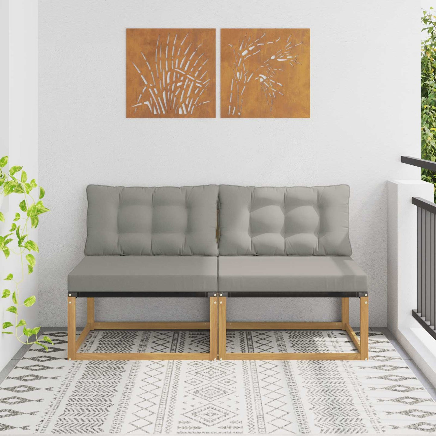 Outdoor Mittelsofa Mit Kissen Weiß 79 X 83 X 73 Cm Stahl