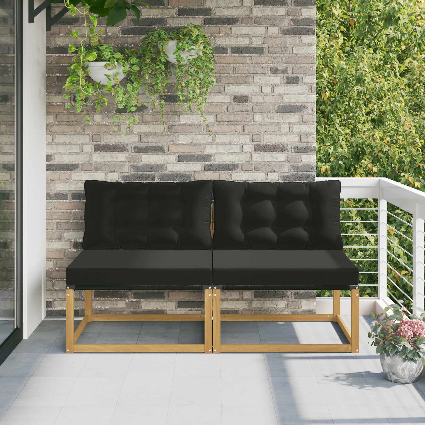 Outdoor Mittelsofa Mit Kissen Weiß 79 X 83 X 73 Cm Stahl