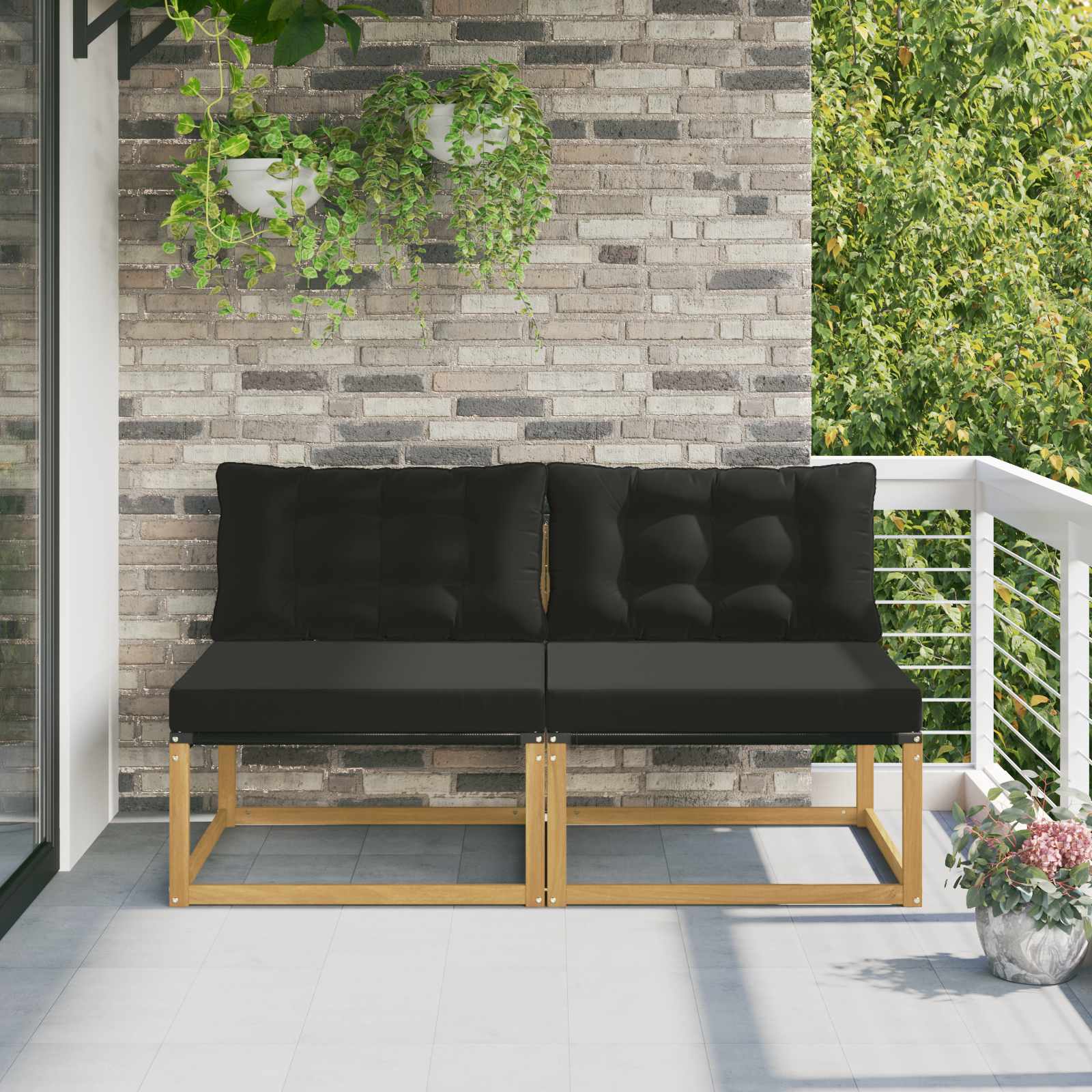 Outdoor Mittelsofa Mit Kissen Weiß 79 X 83 X 73 Cm Stahl