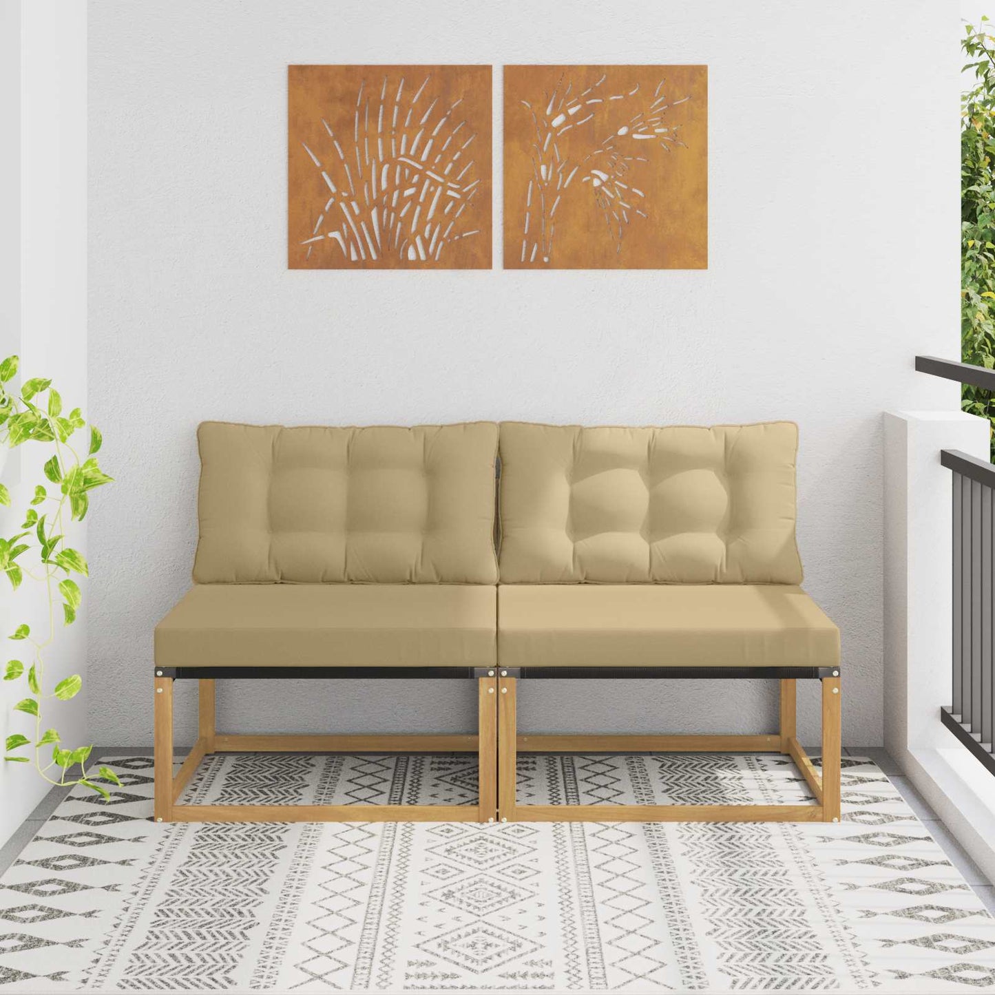 Outdoor Mittelsofa Mit Kissen Weiß 79 X 83 X 73 Cm Stahl