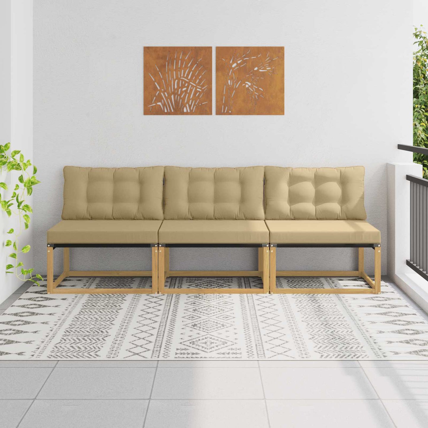Outdoor Mittelsofa Mit Kissen Weiß 79 X 83 X 73 Cm Stahl