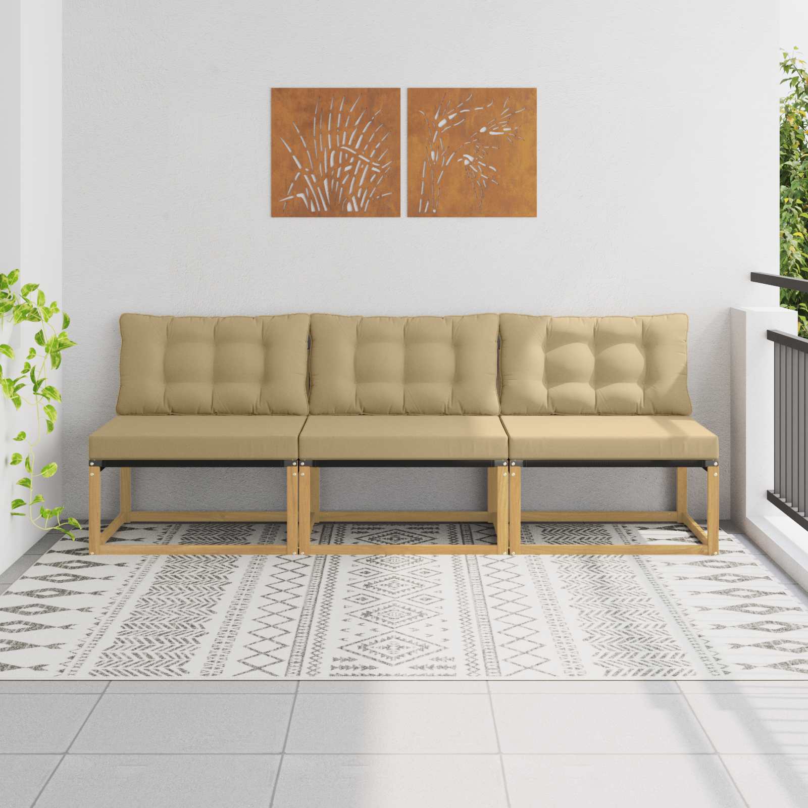 Outdoor Mittelsofa Mit Kissen Weiß 79 X 83 X 73 Cm Stahl