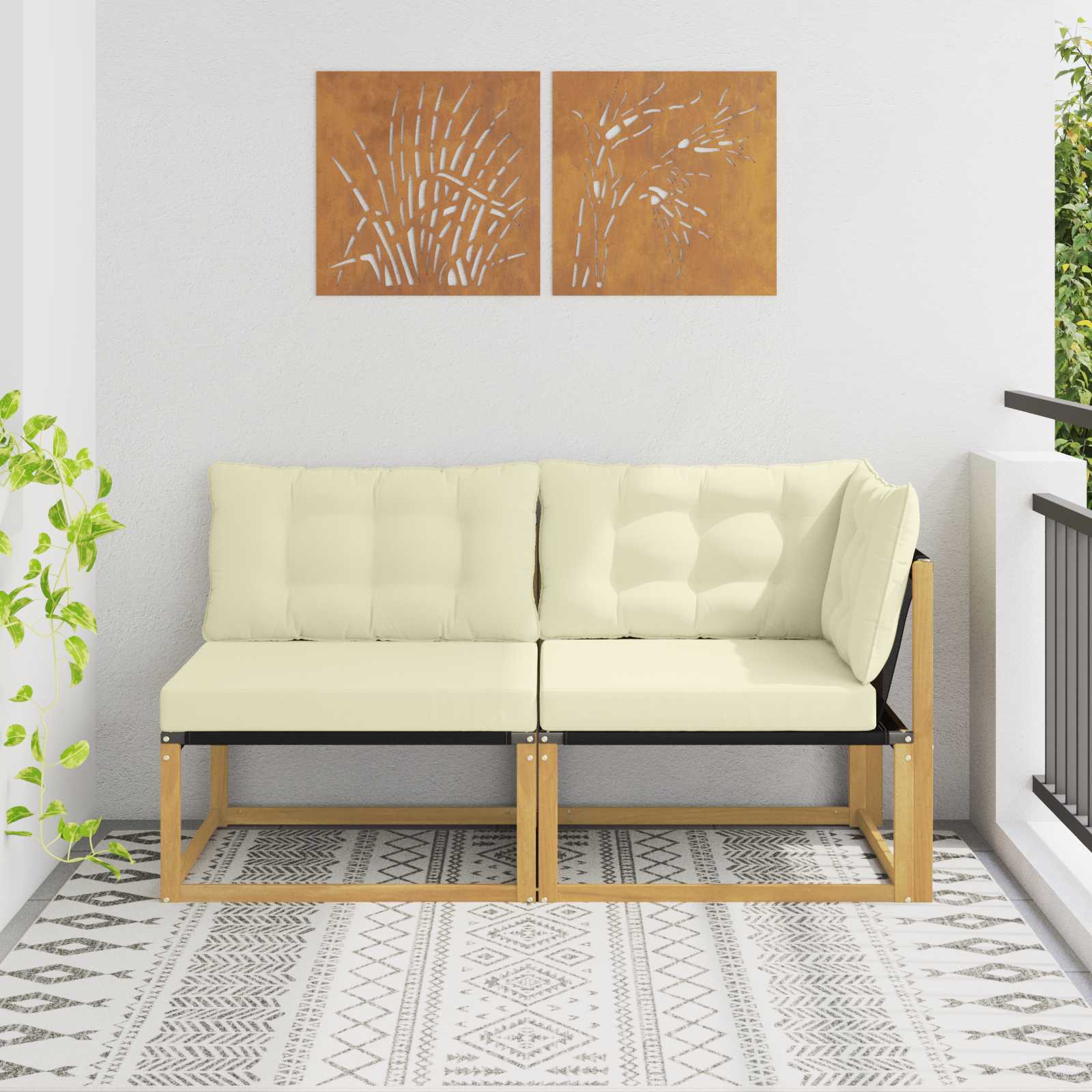 Outdoor Mittelsofa Mit Kissen Weiß 79 X 83 X 73 Cm Stahl