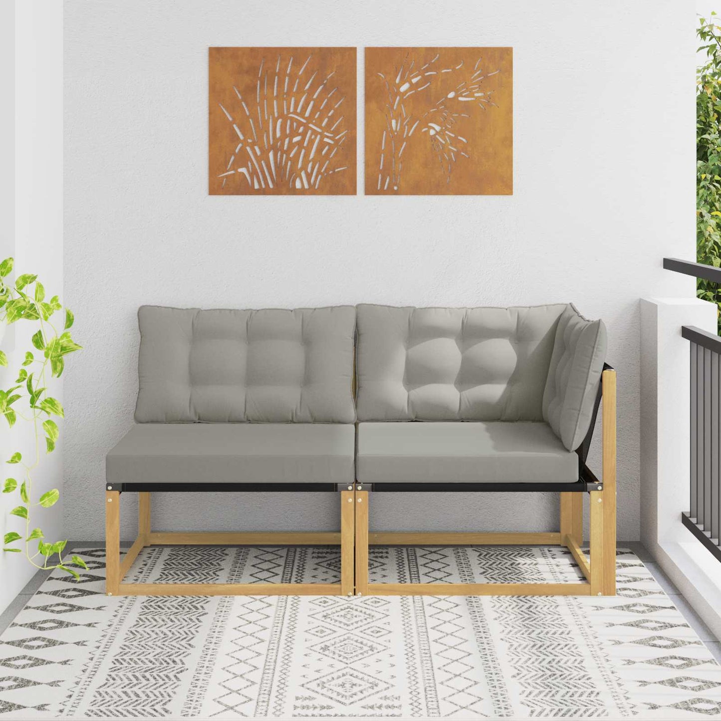 Outdoor Mittelsofa Mit Kissen Weiß 79 X 83 X 73 Cm Stahl