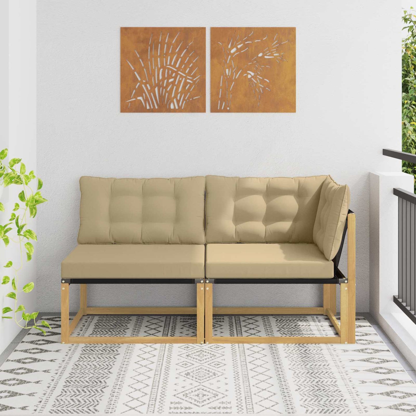 Outdoor Mittelsofa Mit Kissen Weiß 79 X 83 X 73 Cm Stahl