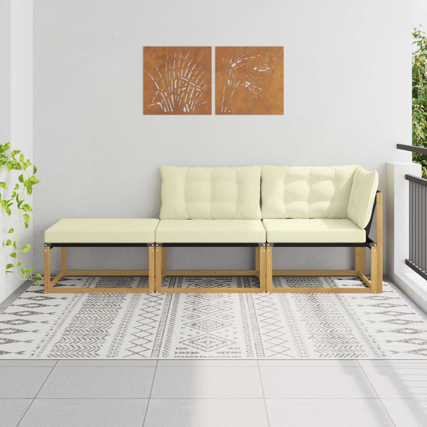 Outdoor Mittelsofa Mit Kissen Weiß 79 X 83 X 73 Cm Stahl